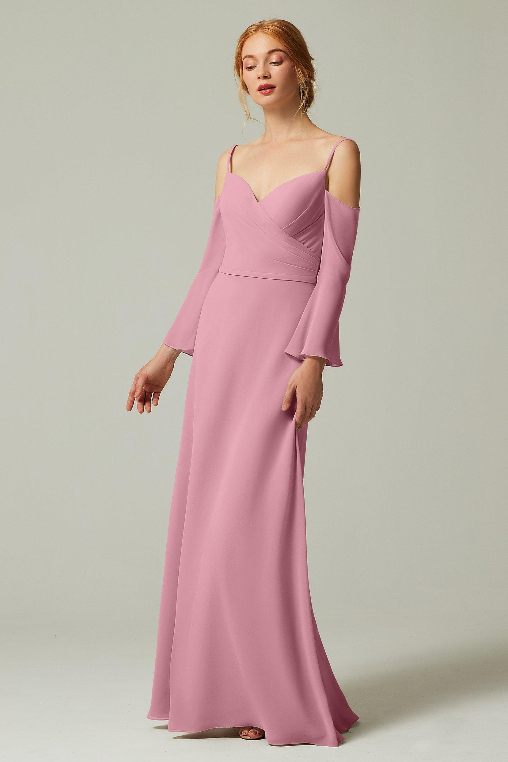 A-Line Floor Length Chiffon Bridesmaid Dress CB0307 - COCOMELODY