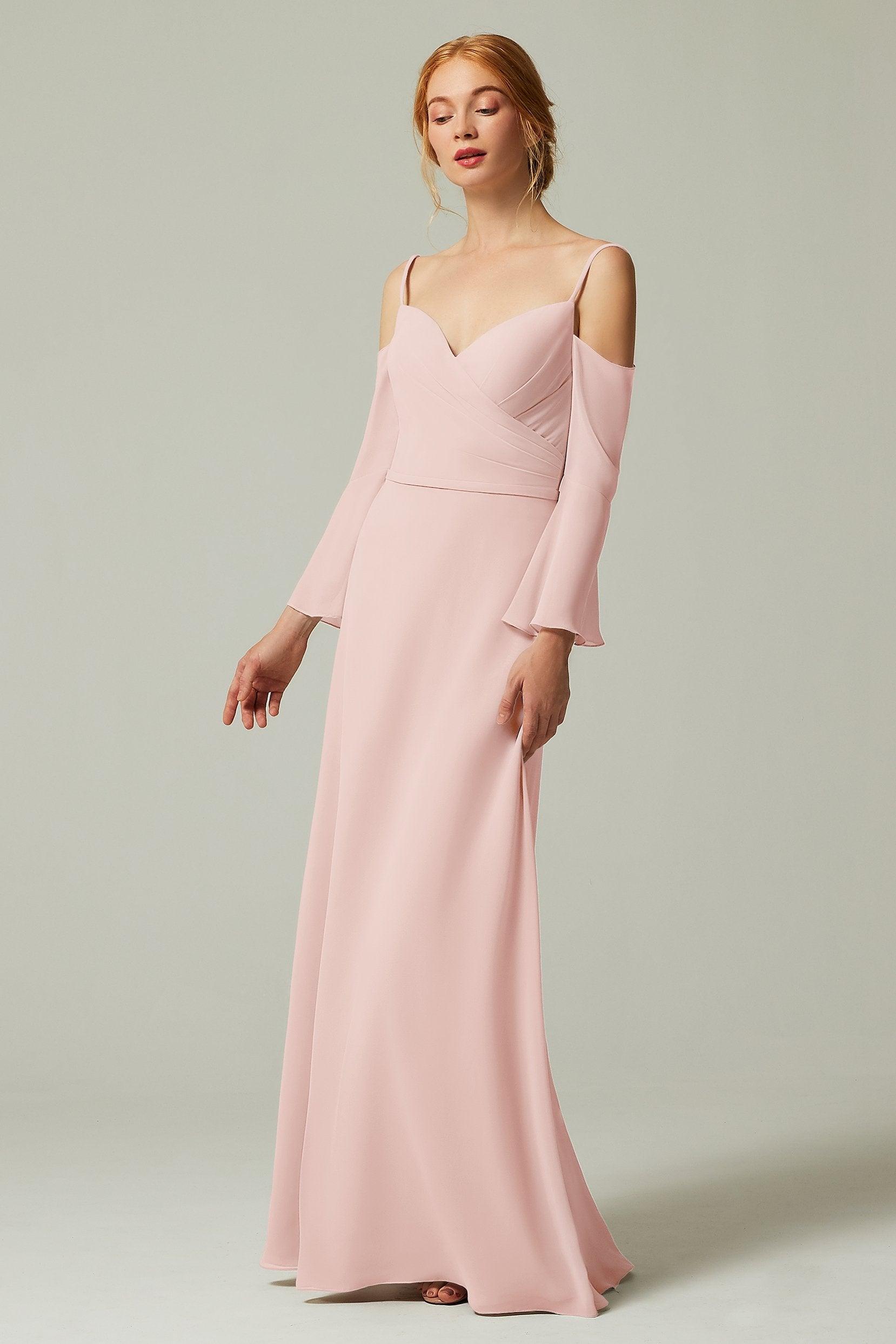 A-Line Floor Length Chiffon Bridesmaid Dress CB0307 - COCOMELODY