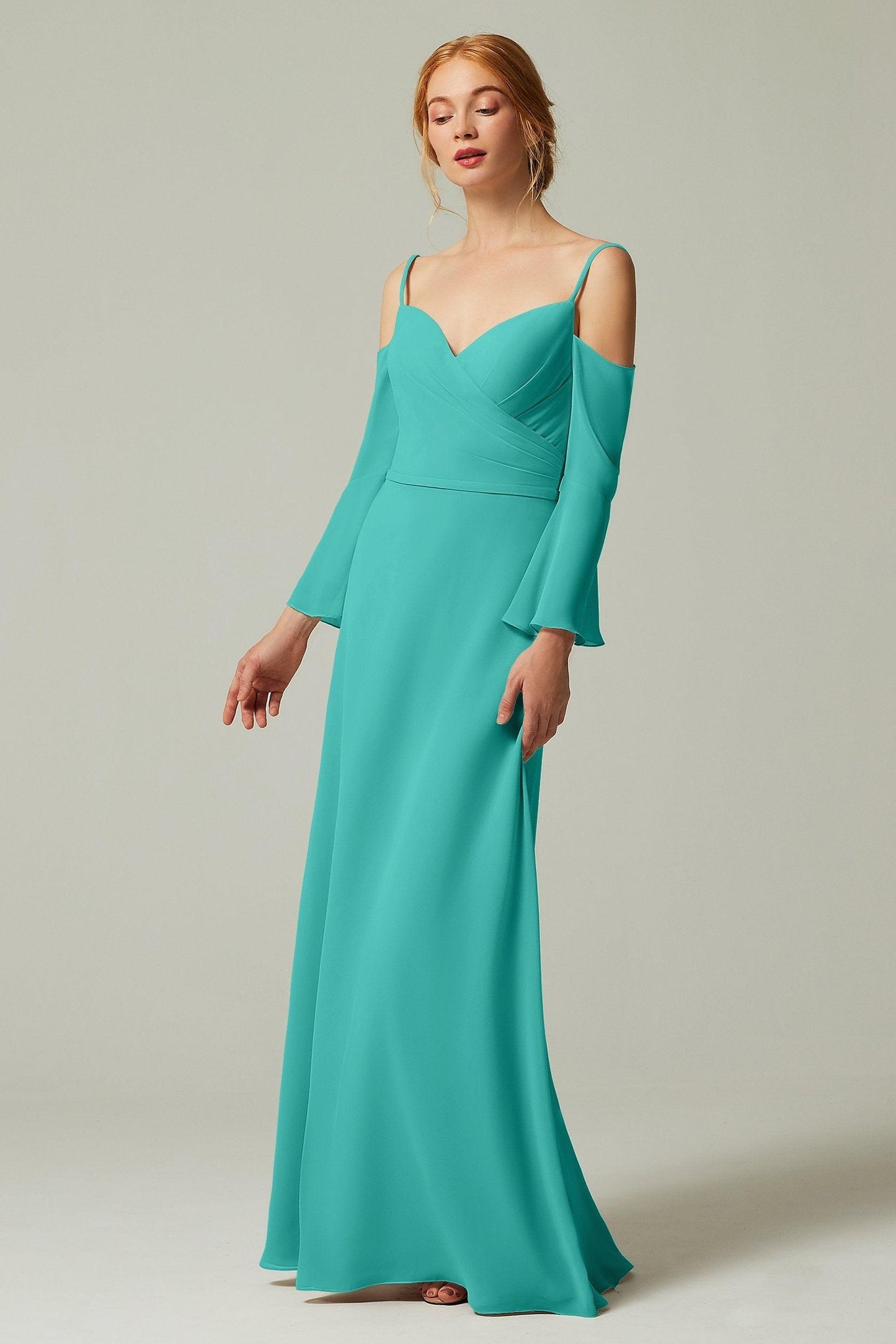 A-Line Floor Length Chiffon Bridesmaid Dress CB0307 - COCOMELODY