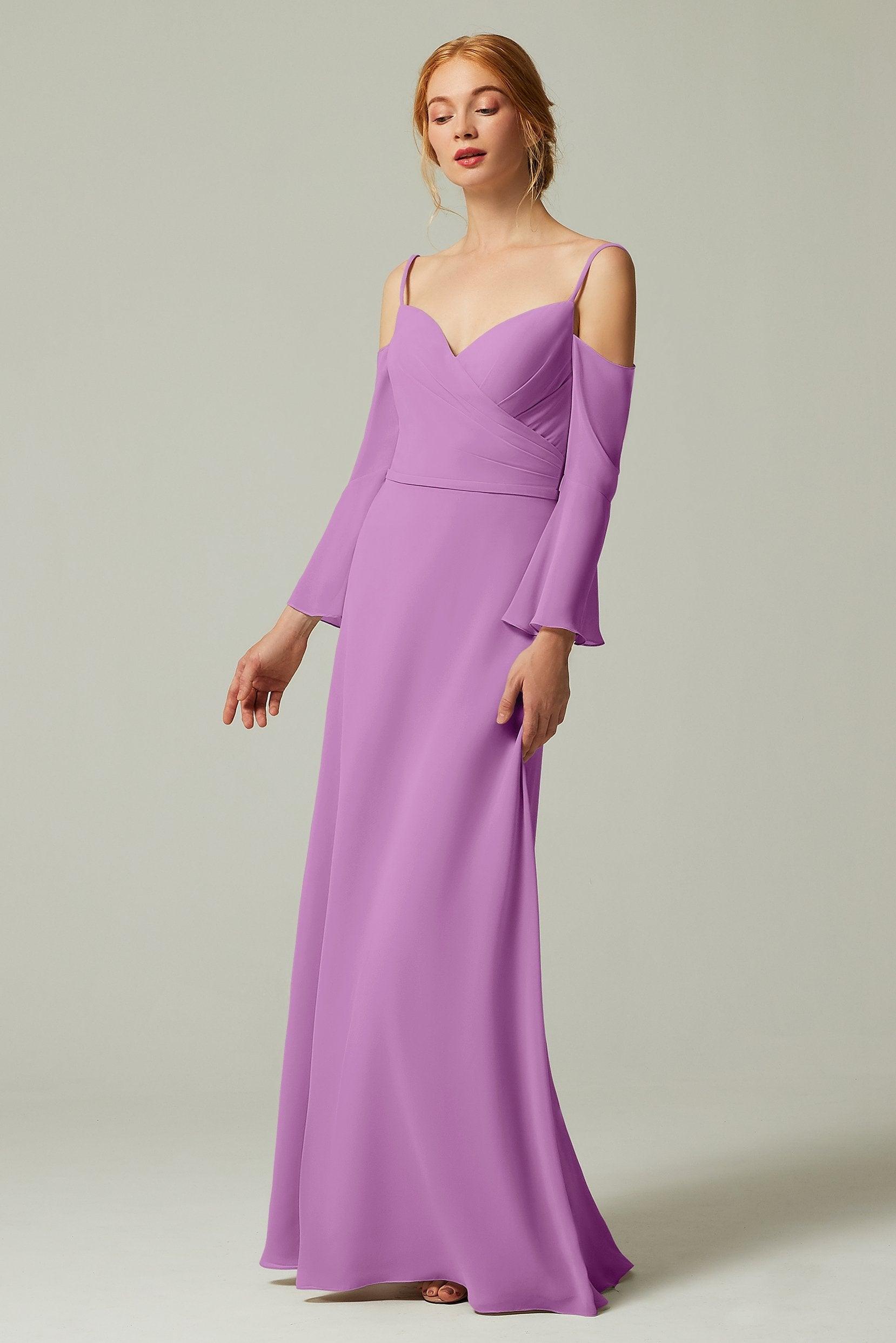 A-Line Floor Length Chiffon Bridesmaid Dress CB0307 - COCOMELODY
