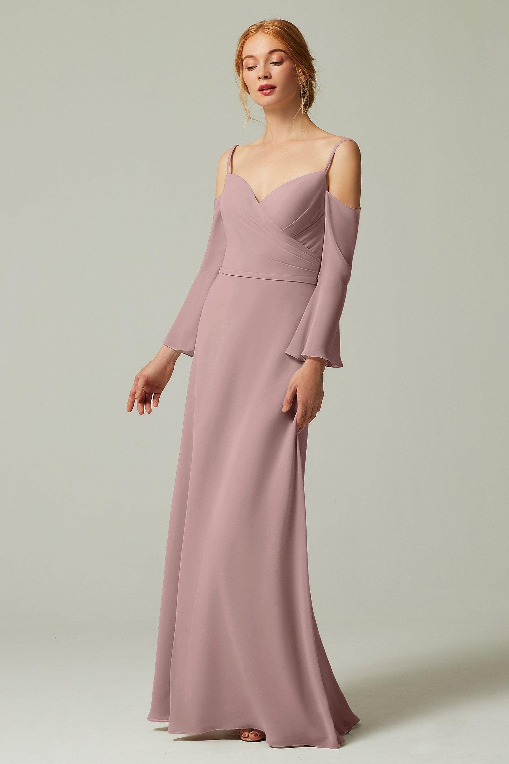 A-Line Floor Length Chiffon Bridesmaid Dress CB0307 - COCOMELODY