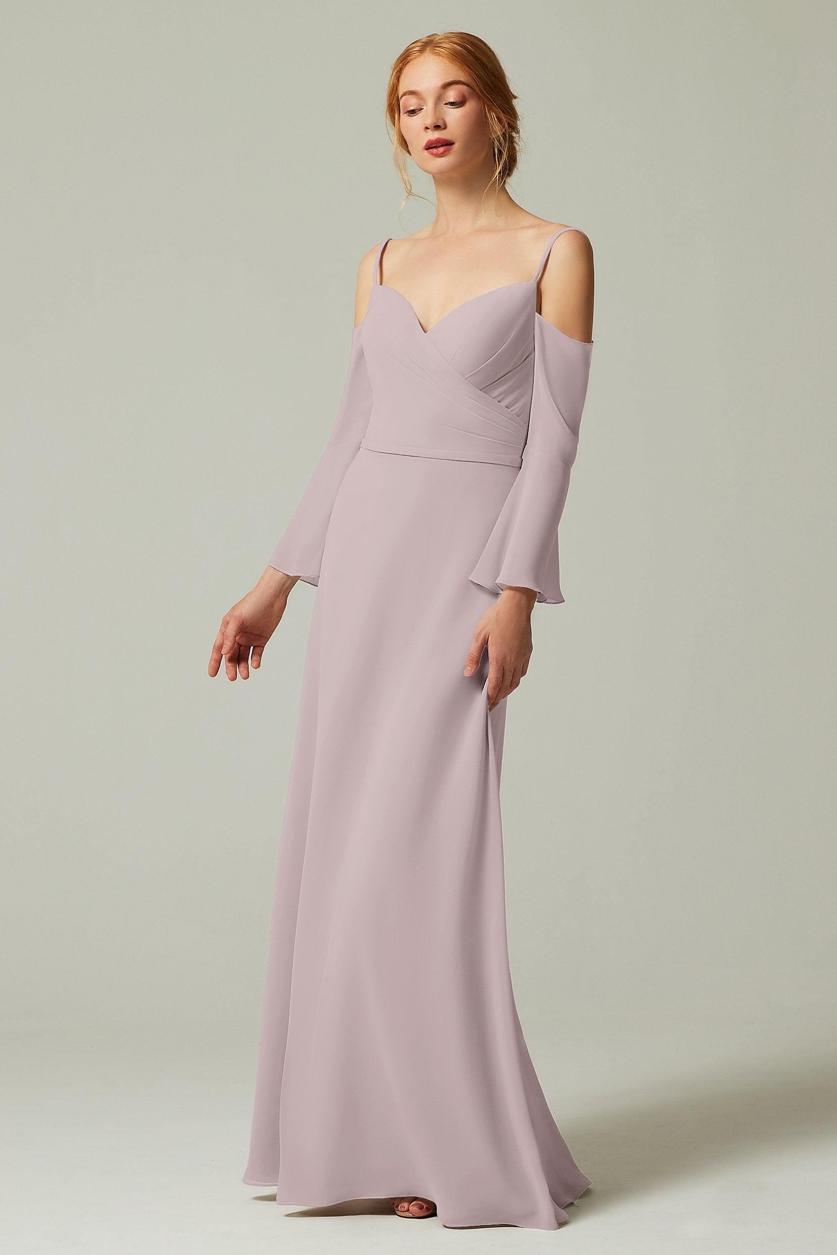 A-Line Floor Length Chiffon Bridesmaid Dress CB0307 - COCOMELODY