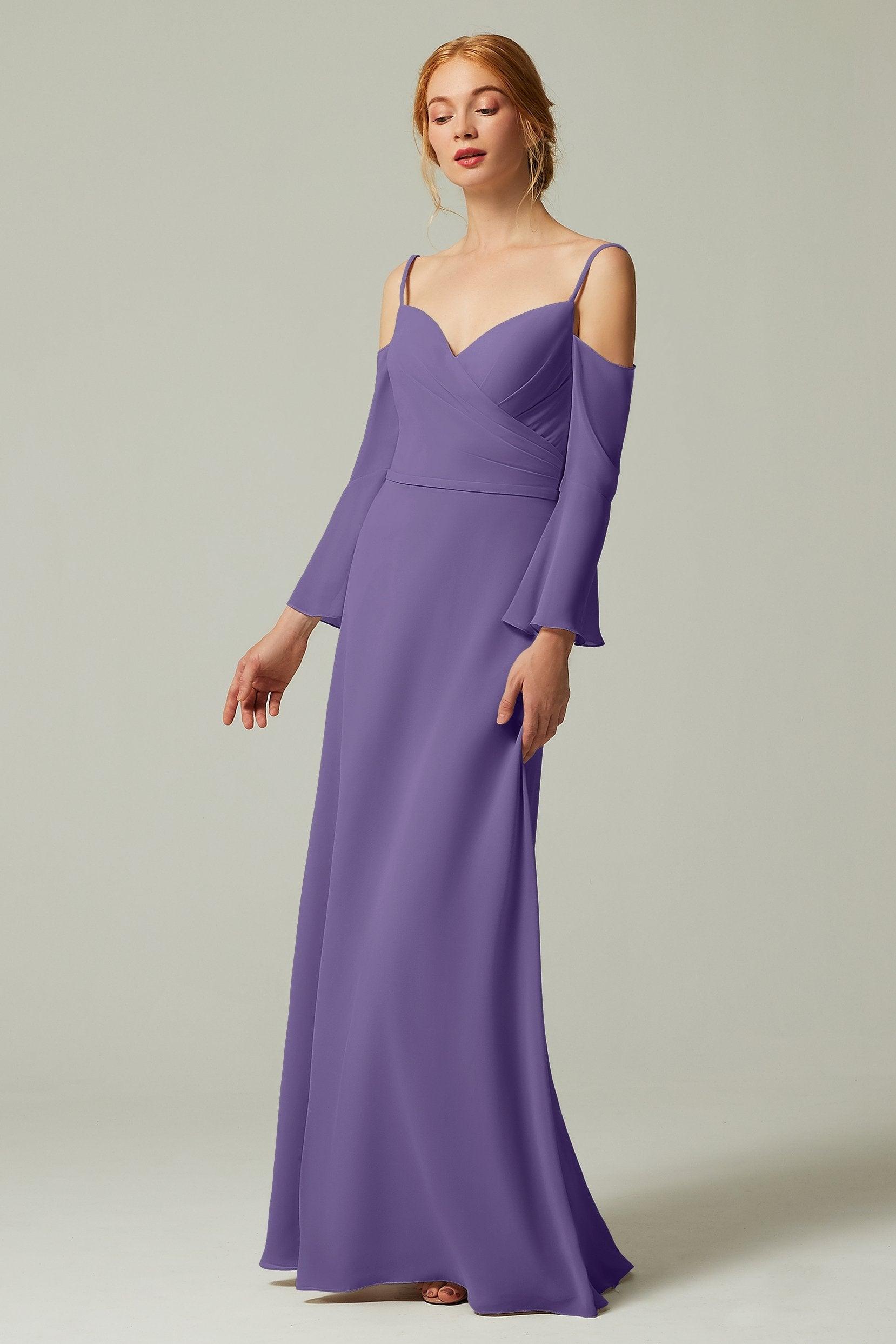 A-Line Floor Length Chiffon Bridesmaid Dress CB0307 - COCOMELODY
