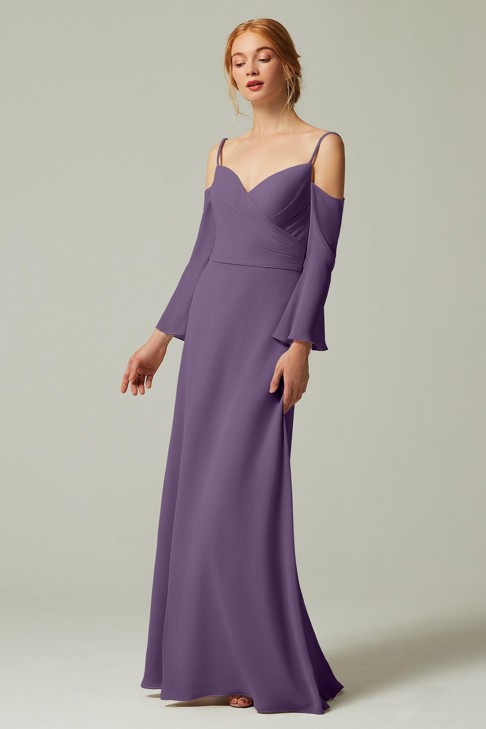 A-Line Floor Length Chiffon Bridesmaid Dress CB0307 - COCOMELODY