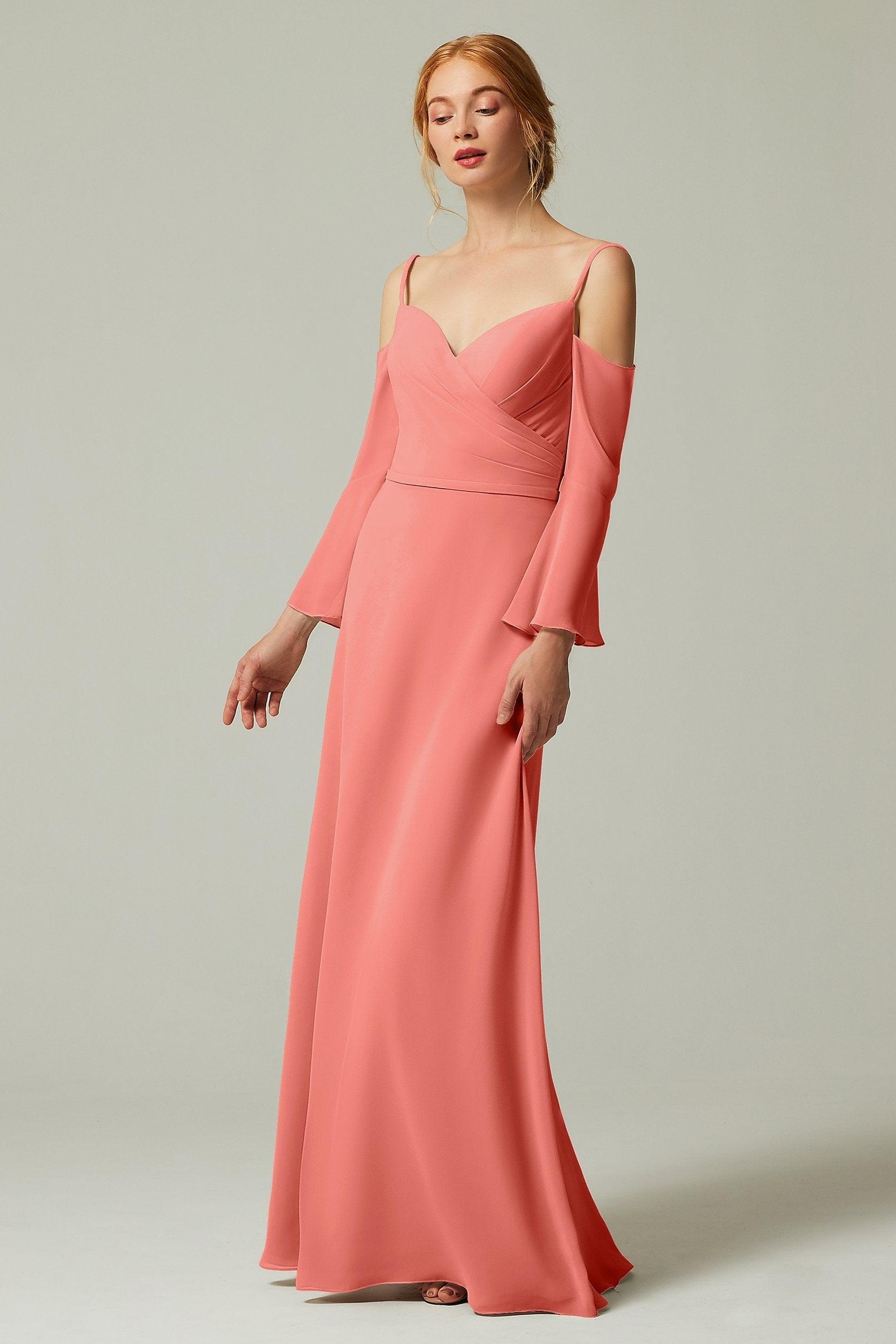 A-Line Floor Length Chiffon Bridesmaid Dress CB0307 - COCOMELODY