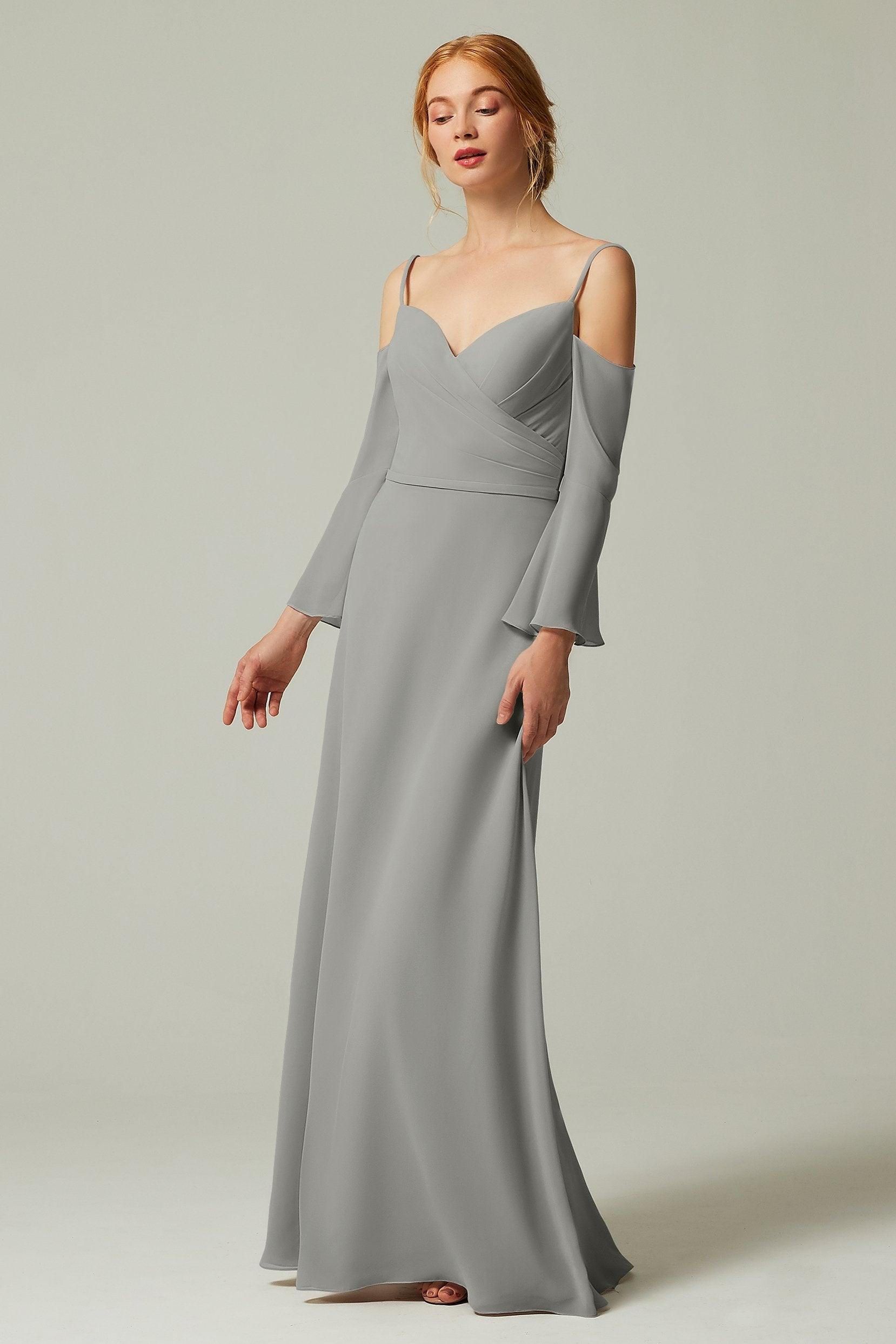 A-Line Floor Length Chiffon Bridesmaid Dress CB0307 - COCOMELODY