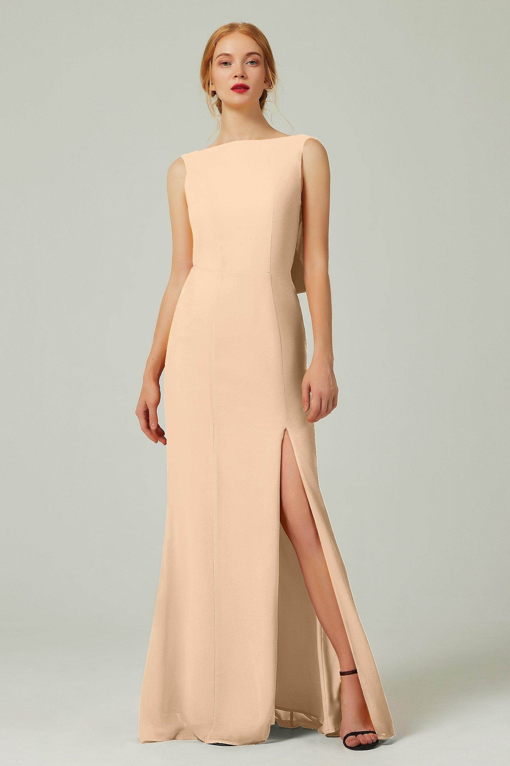 Sheath-Column Sweep-Brush Chiffon Bridesmaid Dress Formal Dresses CB0310PS - COCOMELODY