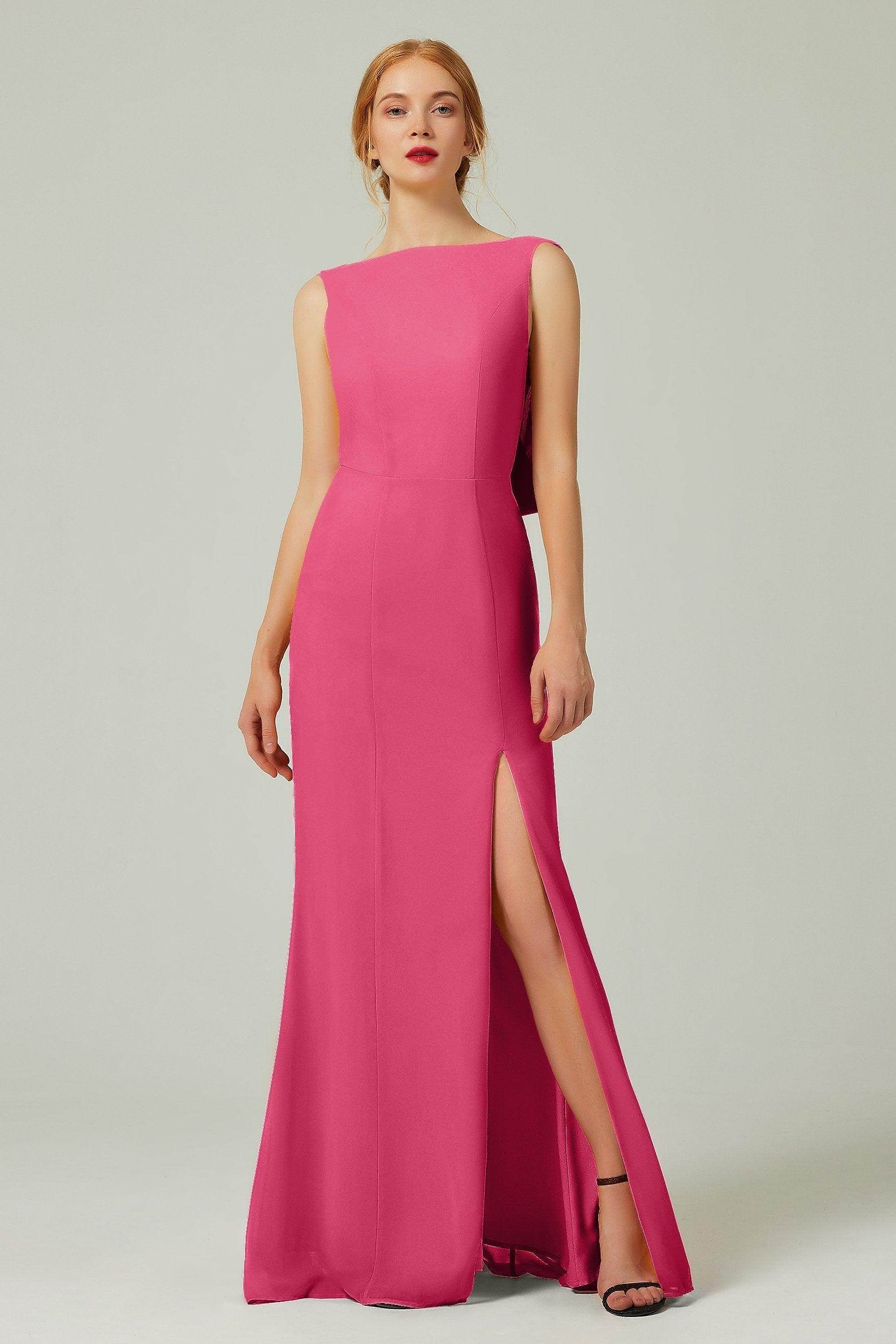Sheath-Column Sweep-Brush Chiffon Bridesmaid Dress Formal Dresses CB0310PS - COCOMELODY