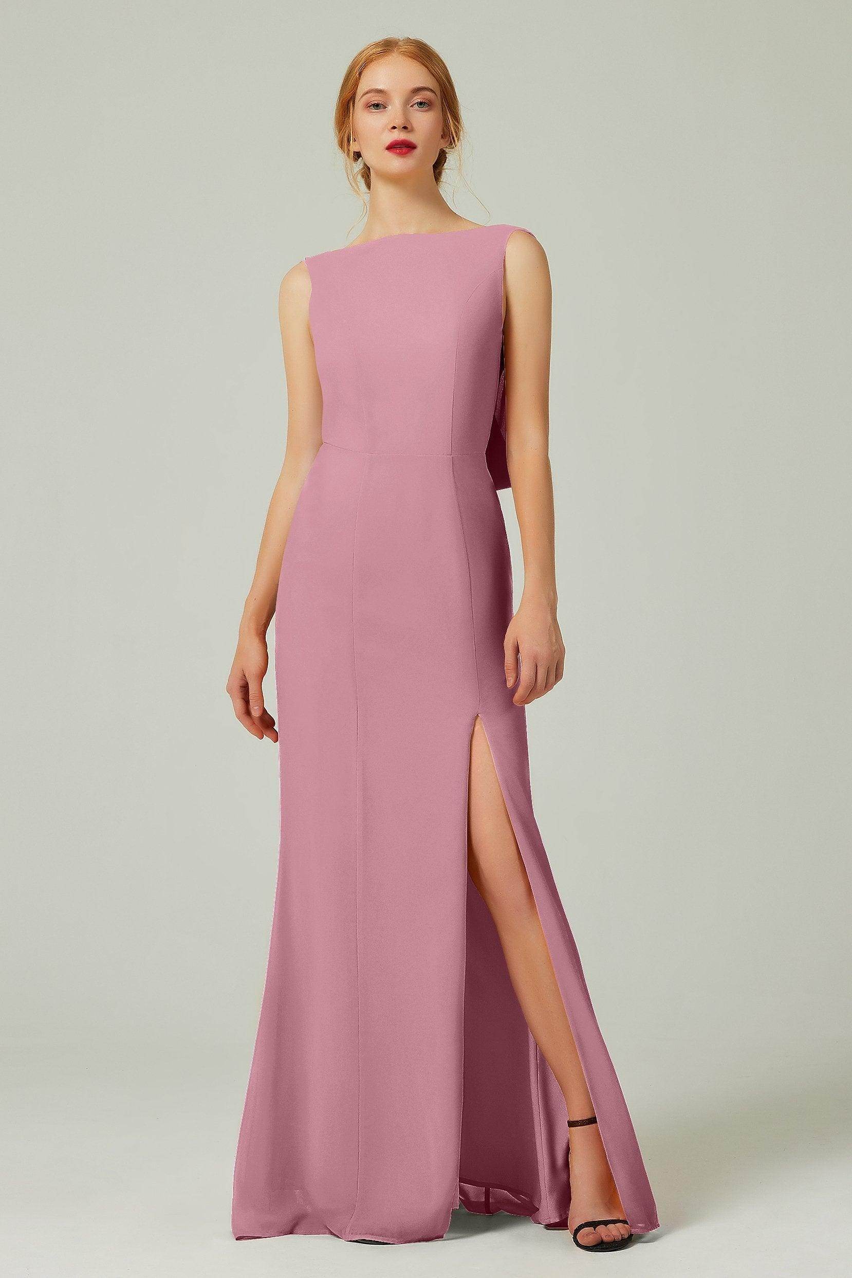 Sheath-Column Sweep-Brush Chiffon Bridesmaid Dress Formal Dresses CB0310PS - COCOMELODY