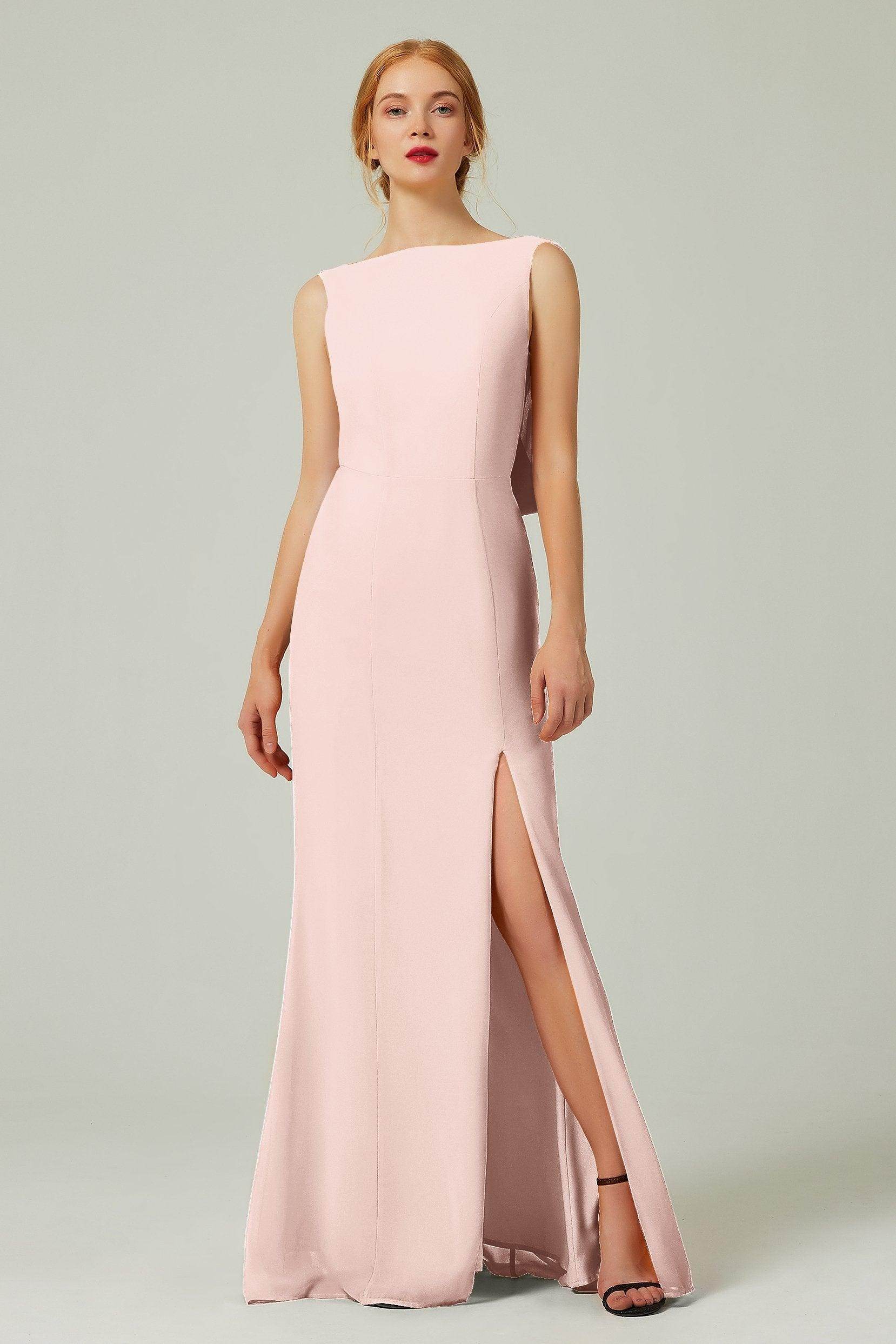 Sheath-Column Sweep-Brush Chiffon Bridesmaid Dress Formal Dresses CB0310PS - COCOMELODY