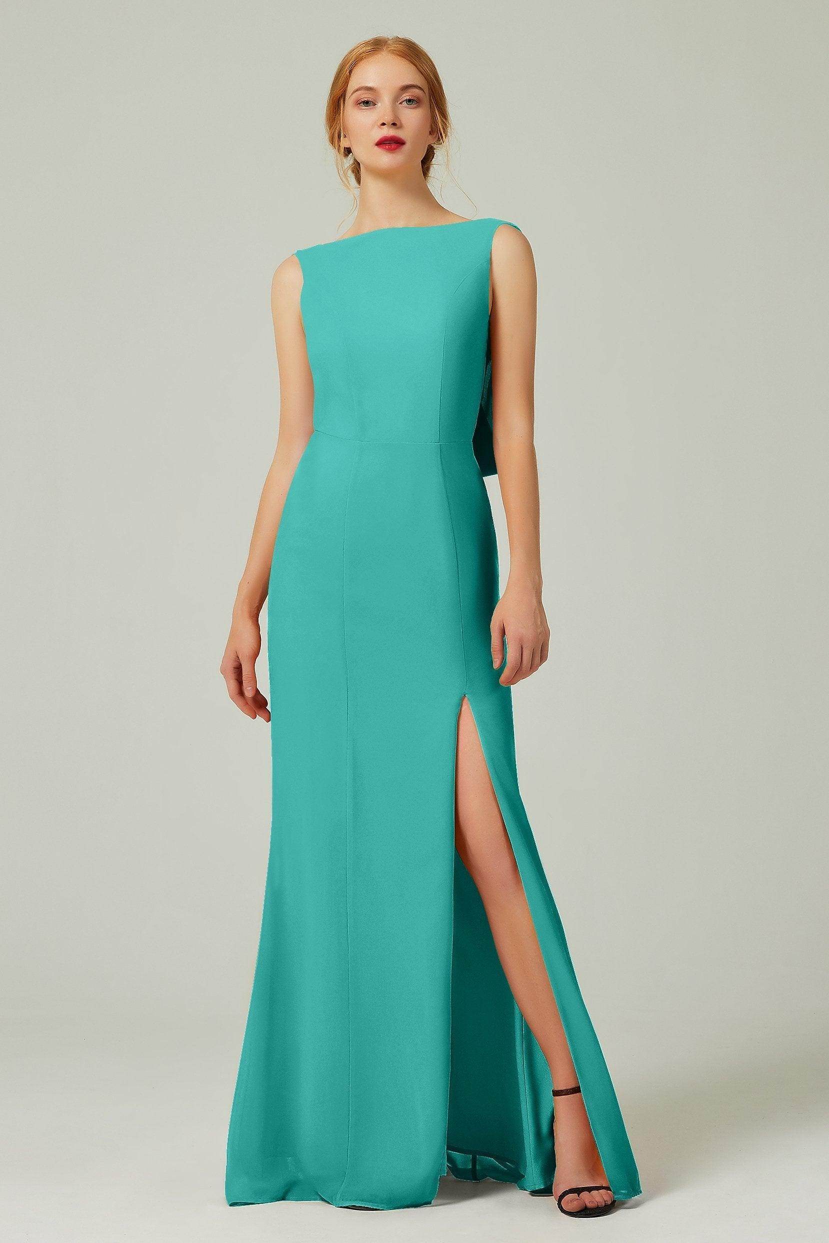 Sheath-Column Sweep-Brush Chiffon Bridesmaid Dress Formal Dresses CB0310PS - COCOMELODY