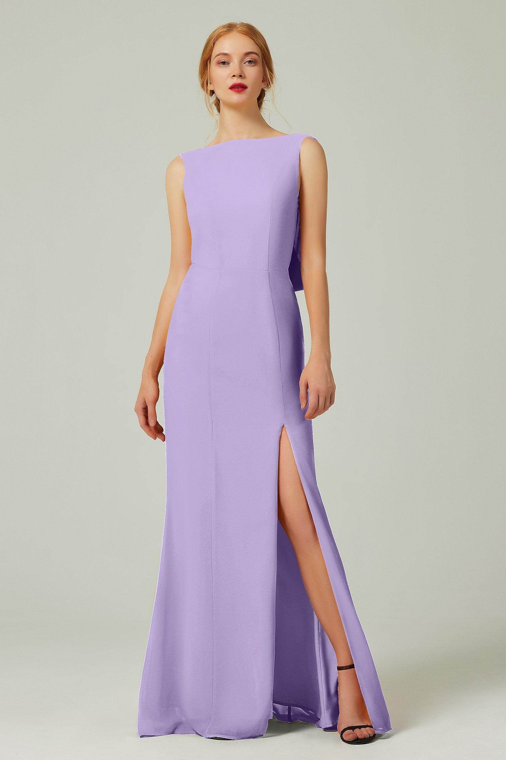 Sheath-Column Sweep-Brush Chiffon Bridesmaid Dress Formal Dresses CB0310PS - COCOMELODY