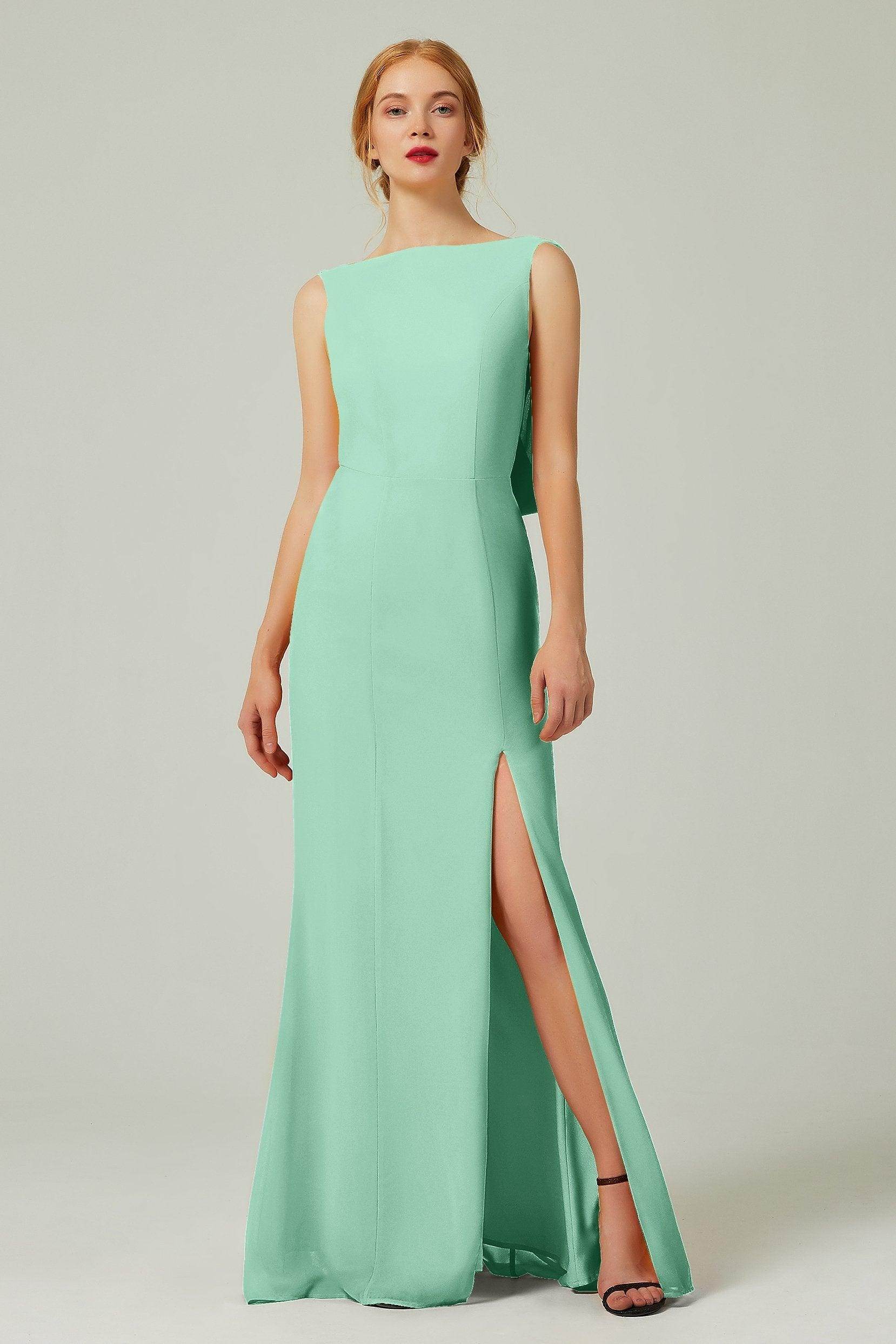 Sheath-Column Sweep-Brush Chiffon Bridesmaid Dress Formal Dresses CB0310PS - COCOMELODY