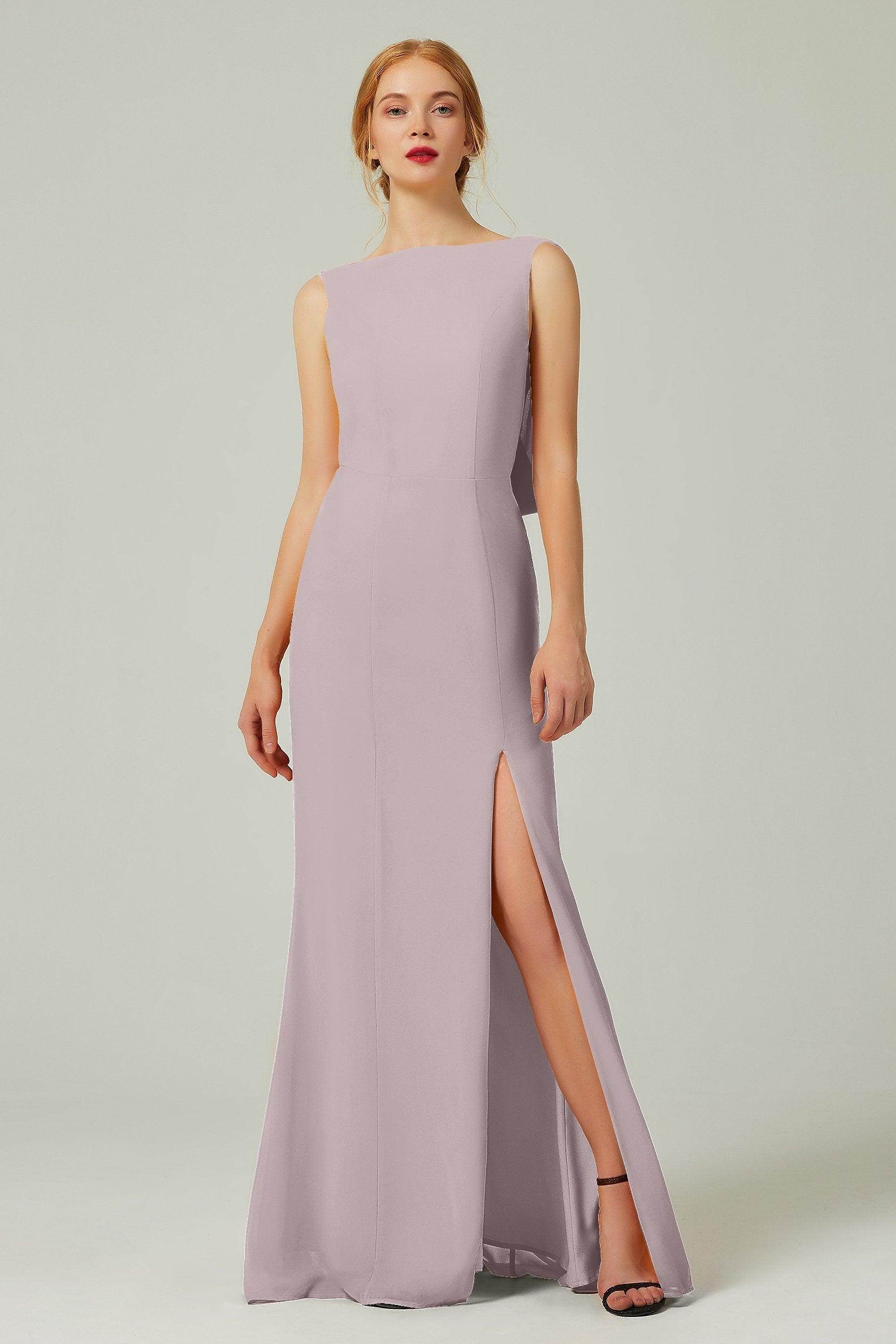 Sheath-Column Sweep-Brush Chiffon Bridesmaid Dress Formal Dresses CB0310PS - COCOMELODY