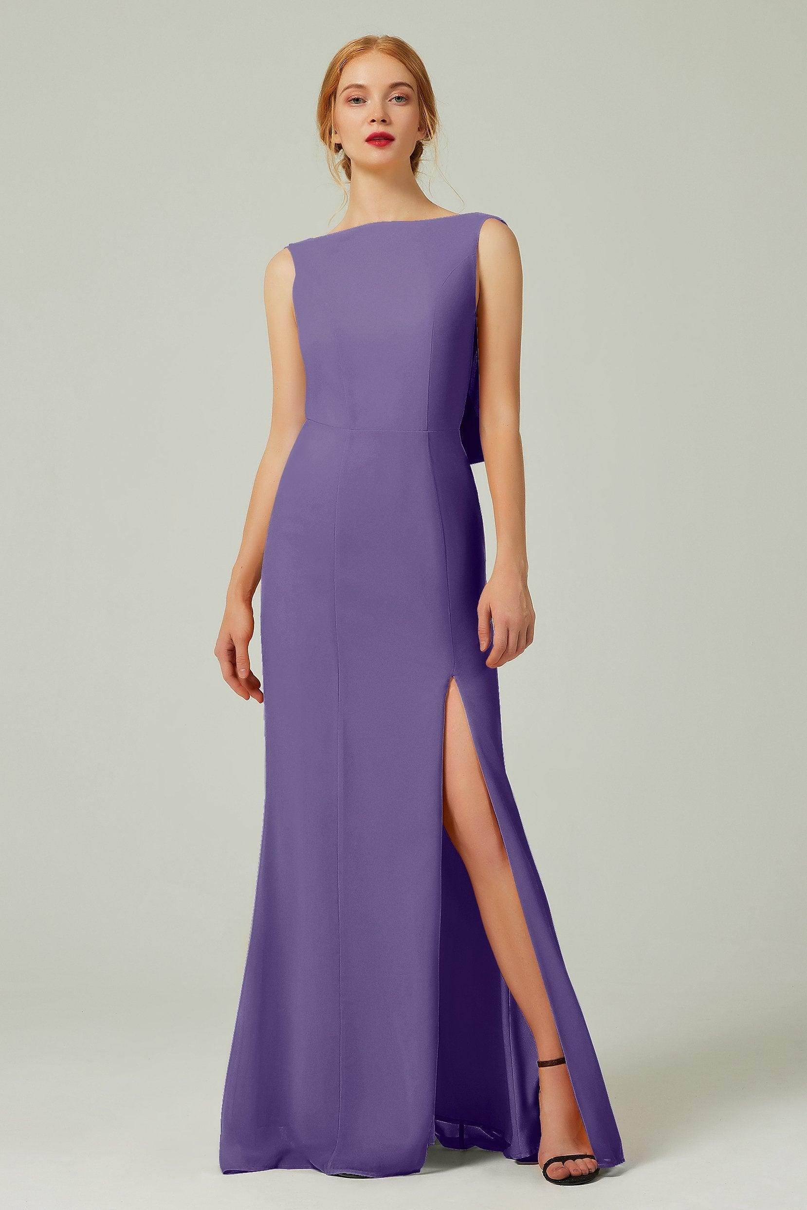 Sheath-Column Sweep-Brush Chiffon Bridesmaid Dress Formal Dresses CB0310PS - COCOMELODY