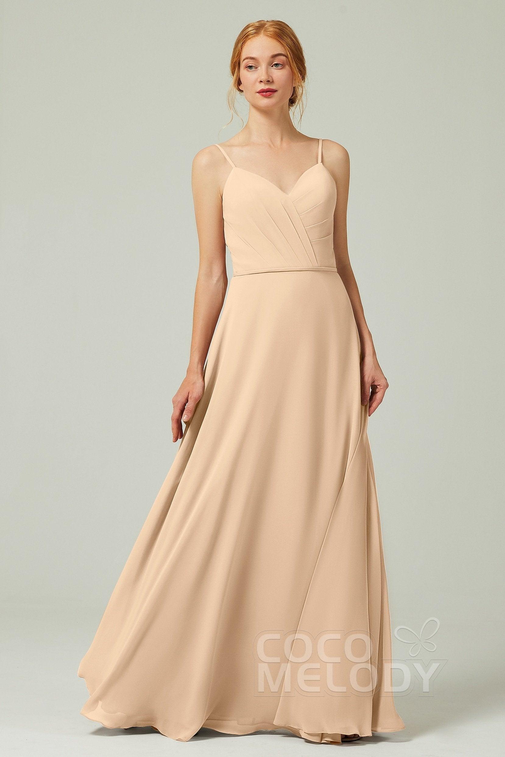 A-Line Floor Length Chiffon Bridesmaid Dress CB0312 - COCOMELODY