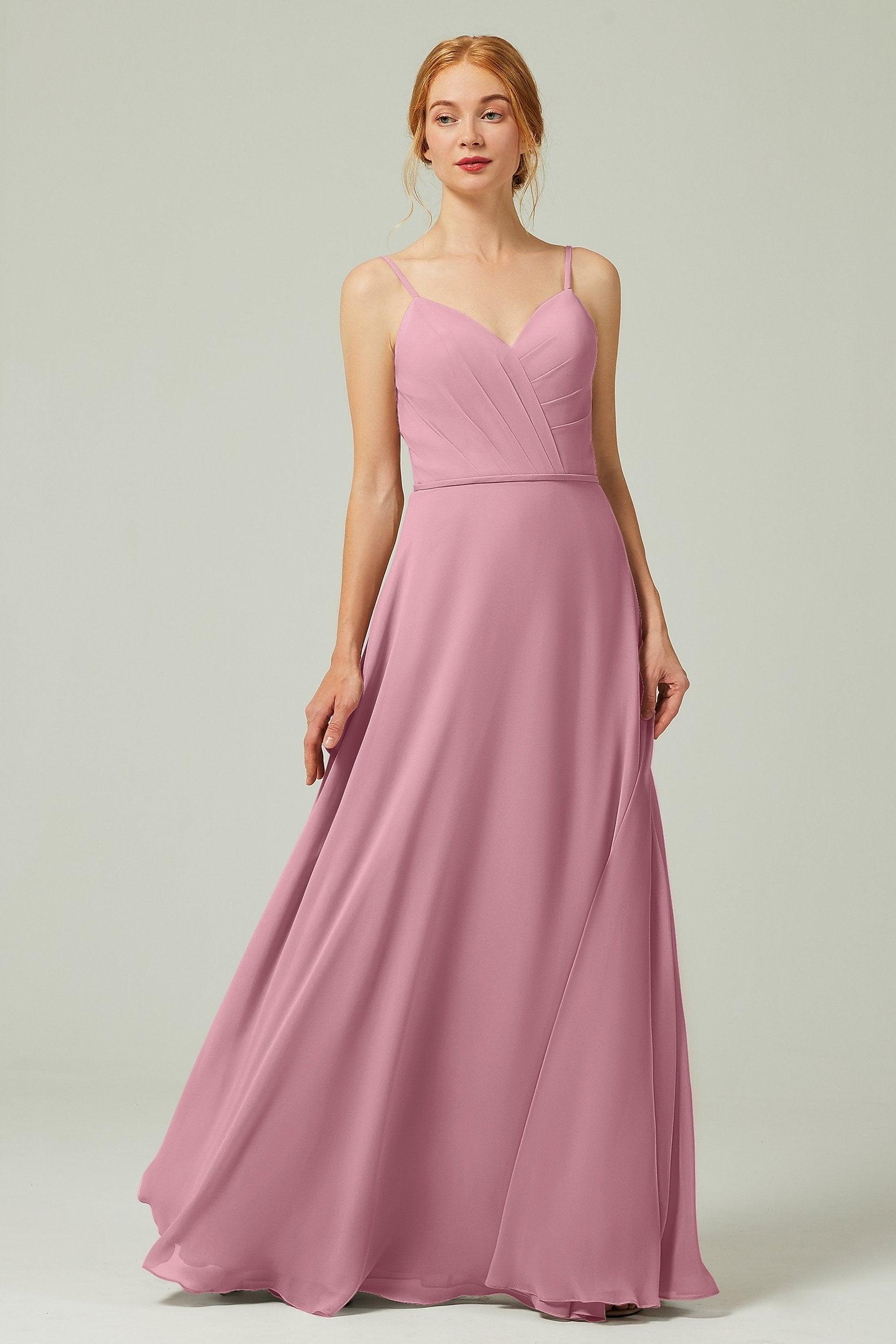 A-Line Floor Length Chiffon Bridesmaid Dress CB0312 - COCOMELODY