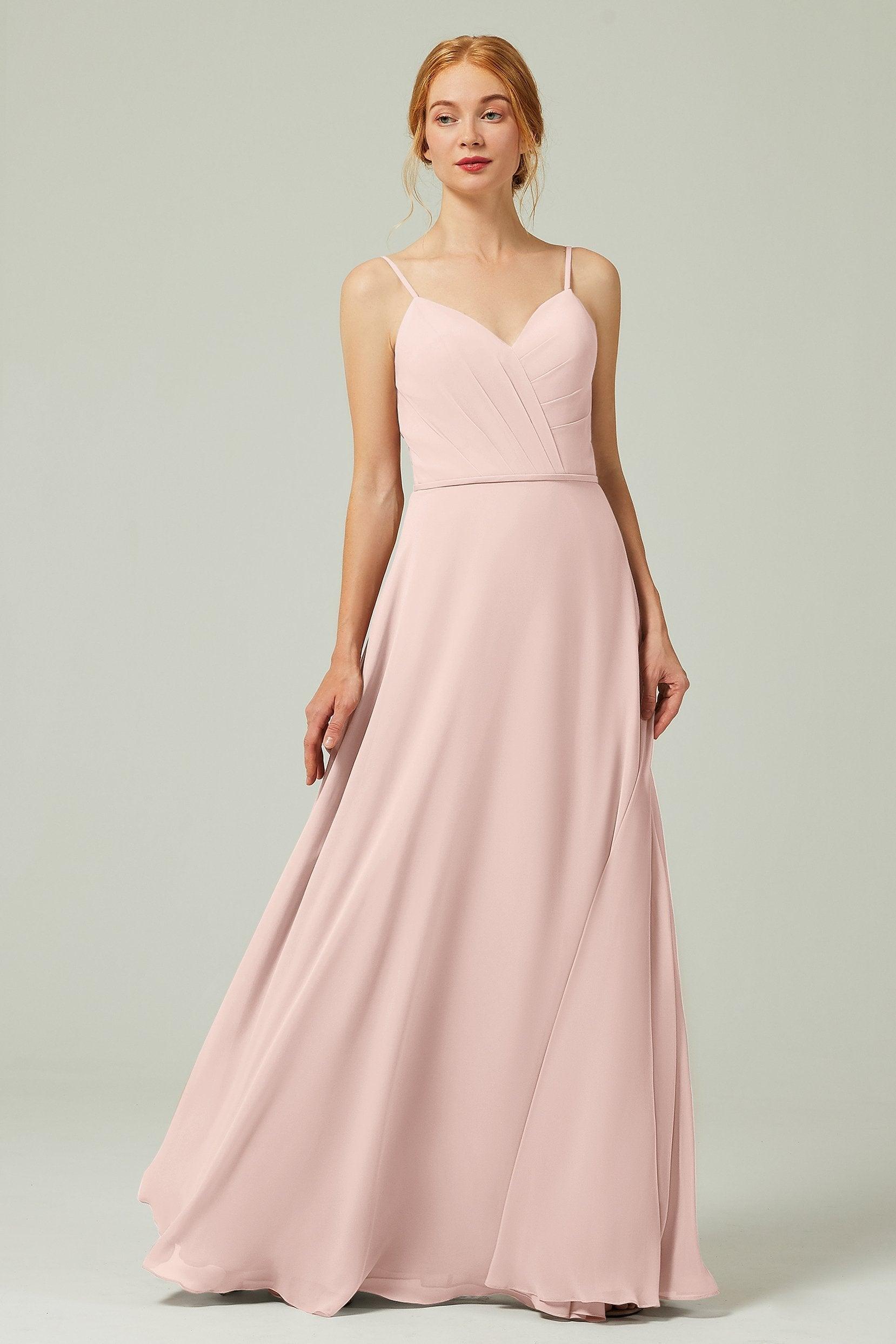 A-Line Floor Length Chiffon Bridesmaid Dress CB0312 - COCOMELODY