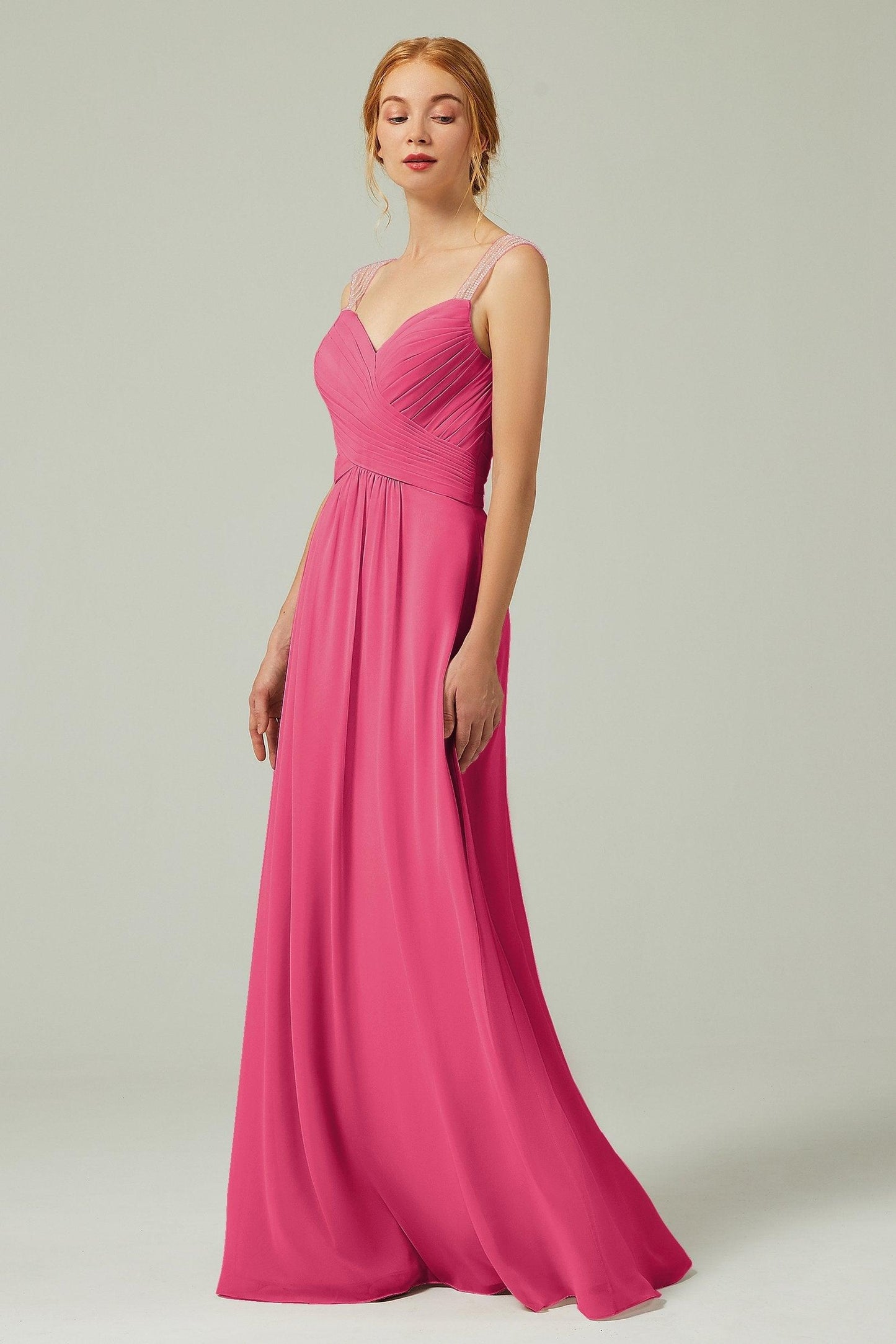 A-Line Floor Length Chiffon Bridesmaid Dress CB0316 - COCOMELODY