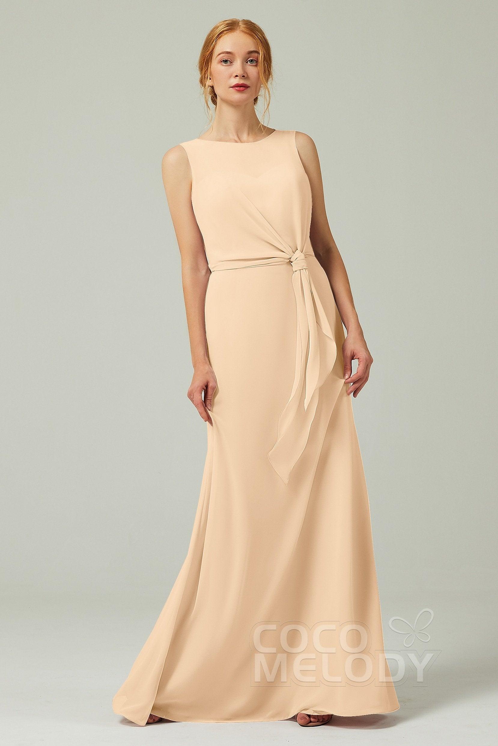 A-Line Floor Length Chiffon Bridesmaid Dress CB0317 - COCOMELODY