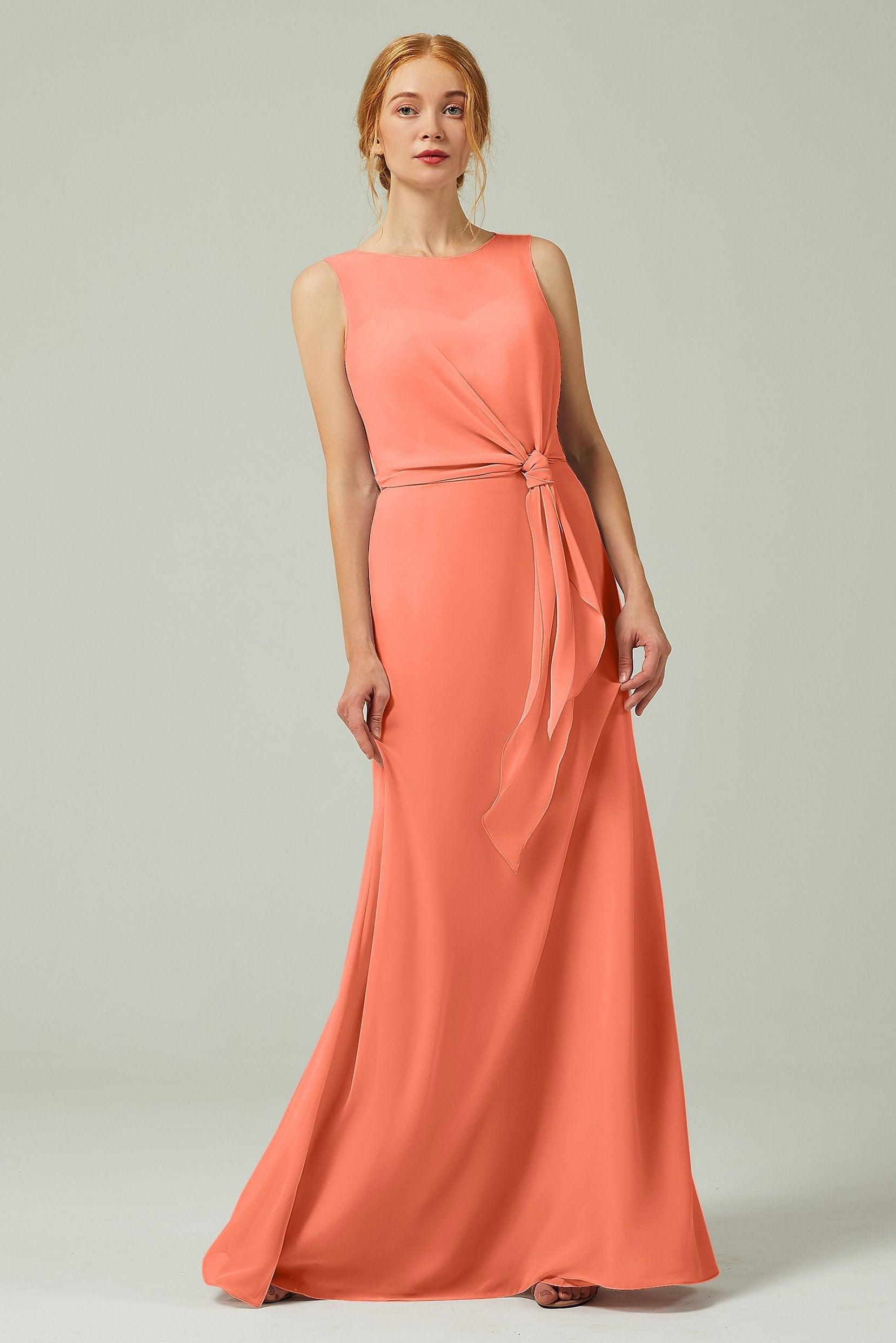 A-Line Floor Length Chiffon Bridesmaid Dress CB0317 - COCOMELODY