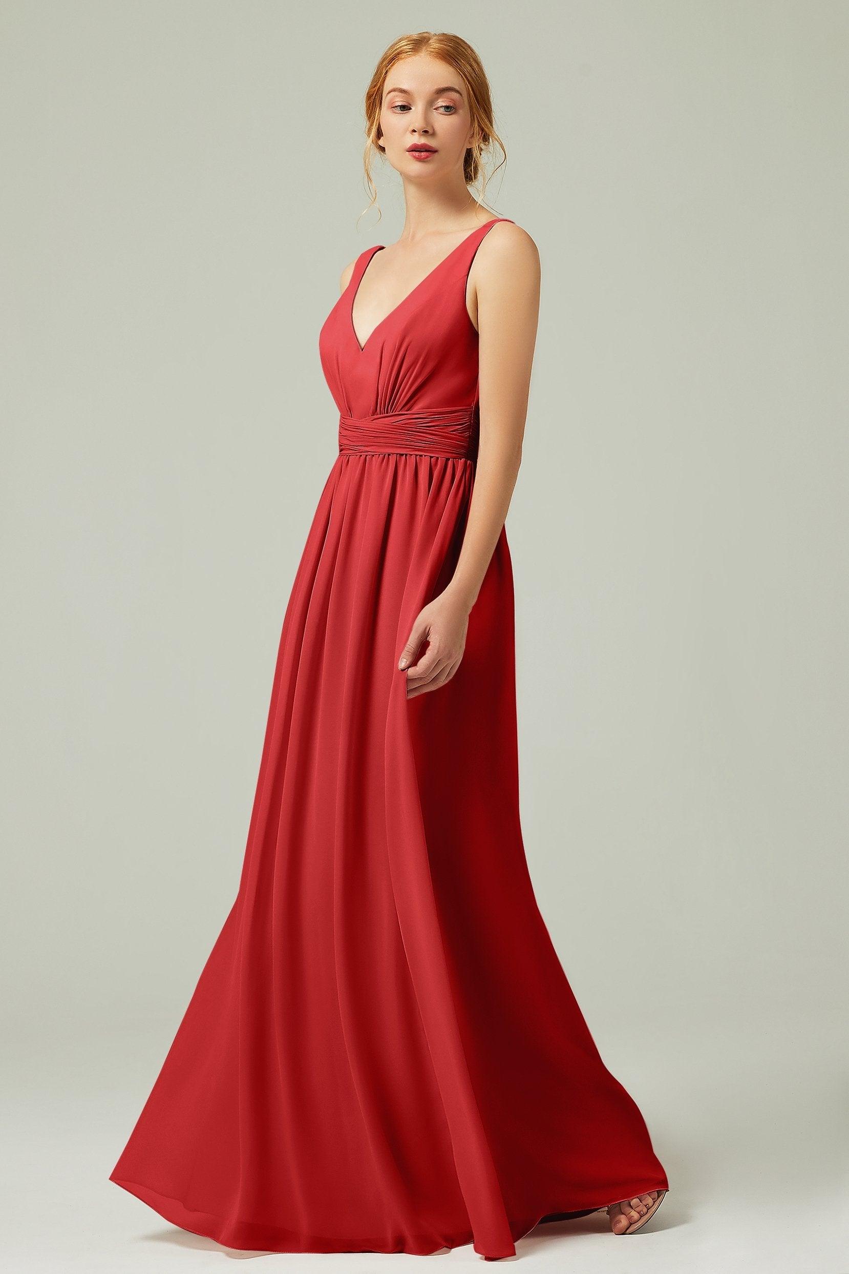 A-Line Floor Length Chiffon Bridesmaid Dress CB0318 - COCOMELODY
