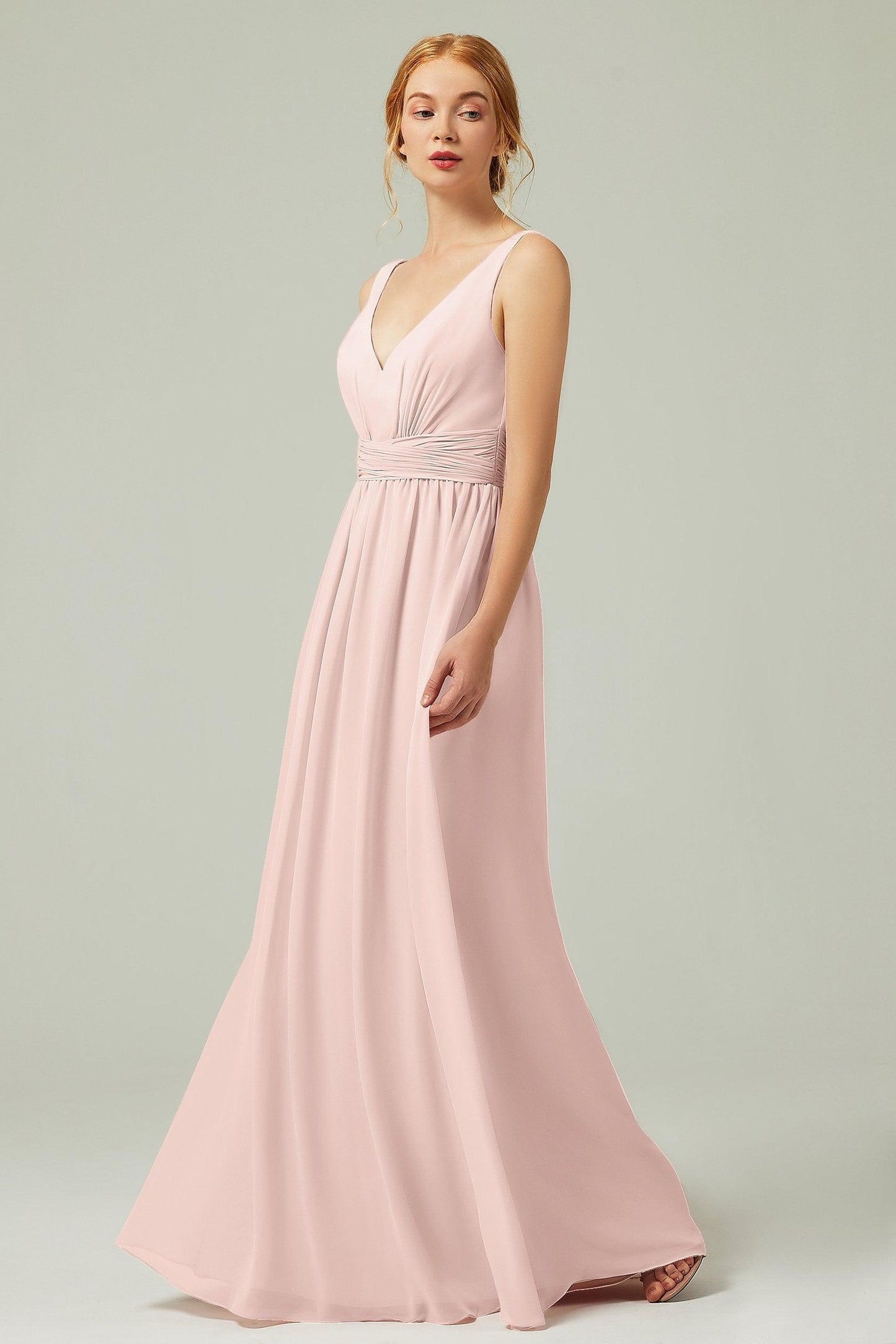 A-Line Floor Length Chiffon Bridesmaid Dress CB0318 - COCOMELODY