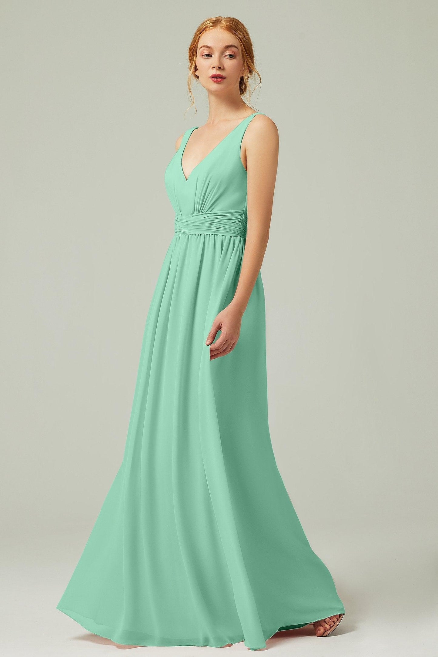 A-Line Floor Length Chiffon Bridesmaid Dress CB0318 - COCOMELODY