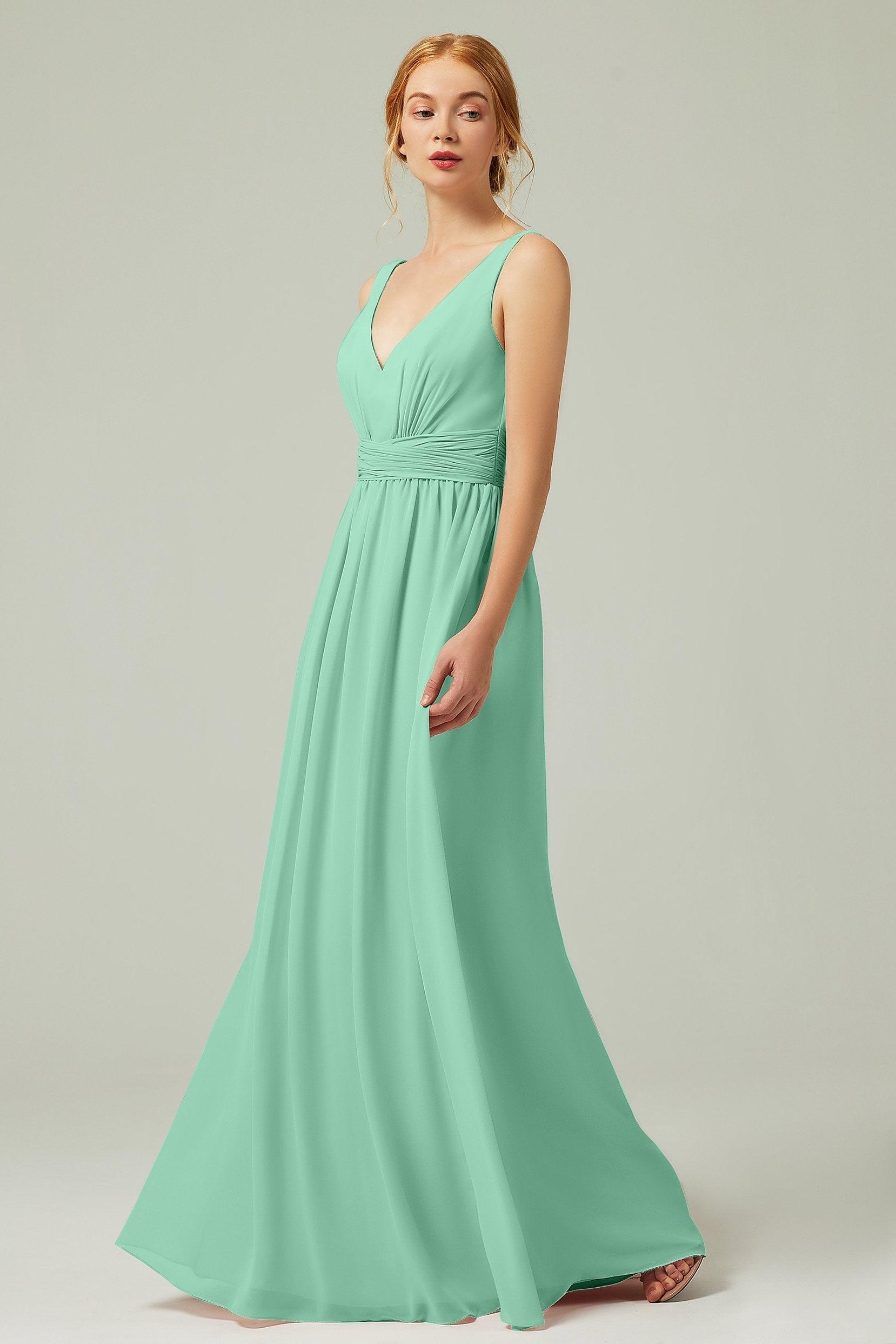 A-Line Floor Length Chiffon Bridesmaid Dress CB0318 - COCOMELODY
