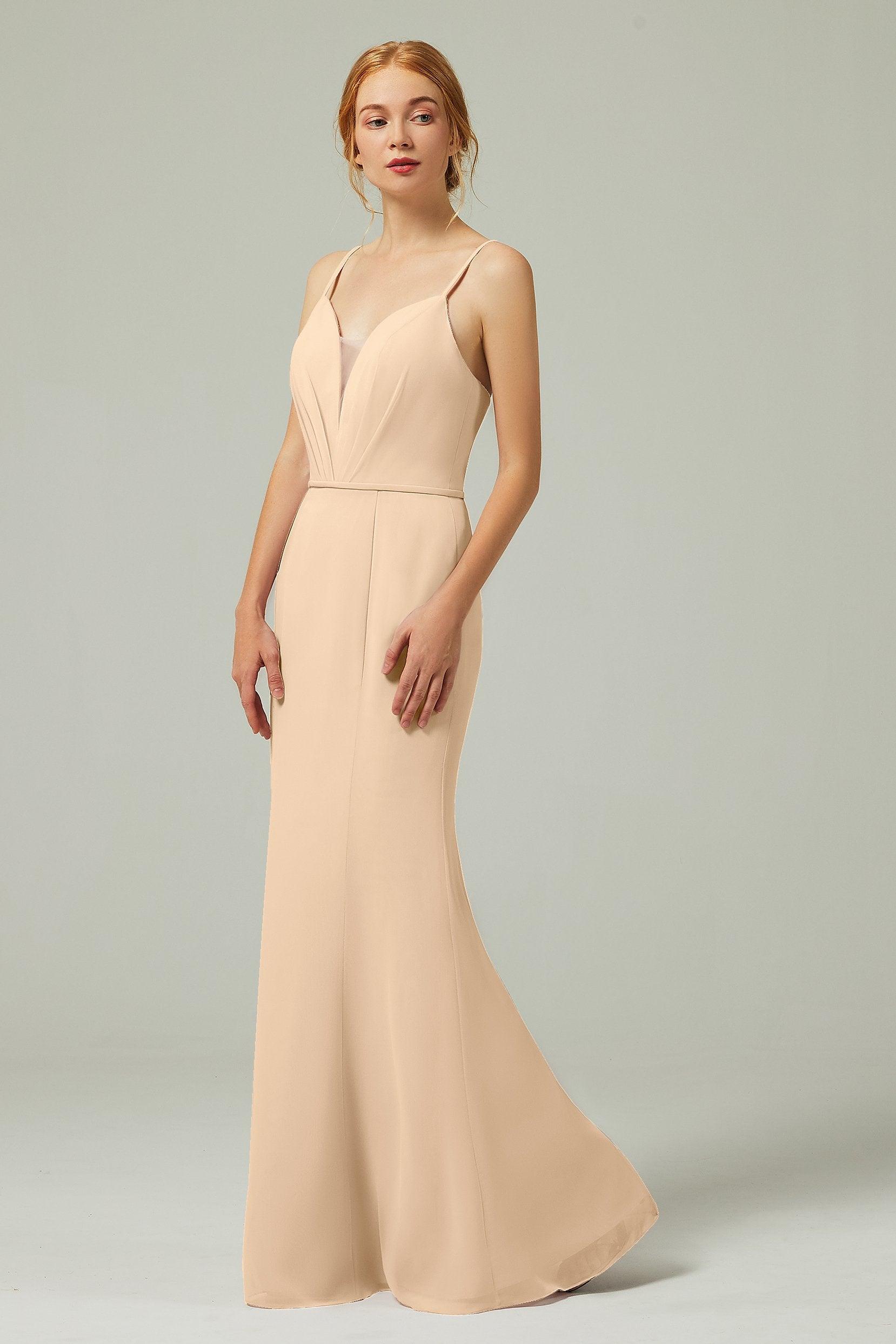 Trumpet-Mermaid Floor Length Chiffon Bridesmaid Dress CB0319 - COCOMELODY
