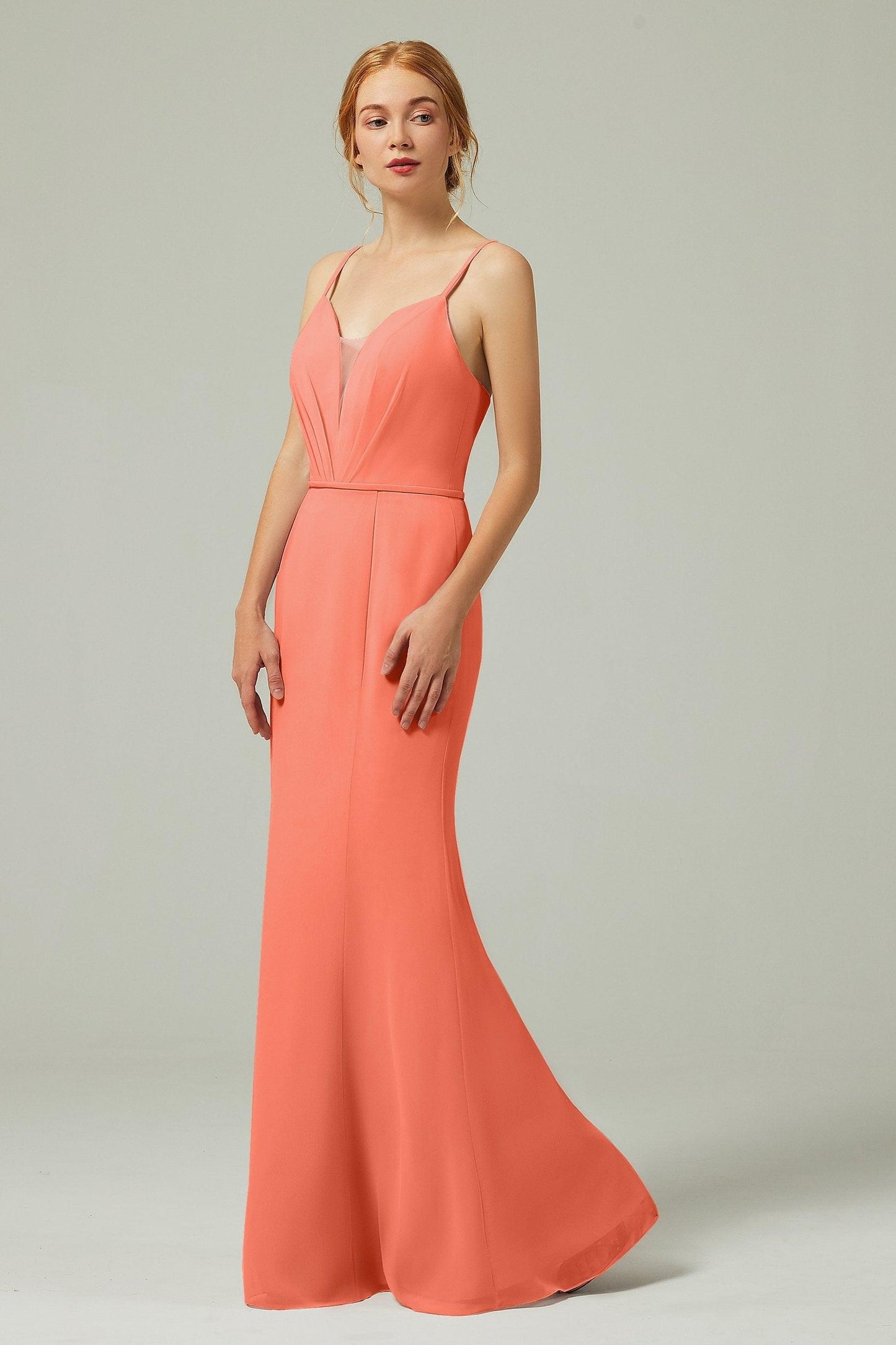 Trumpet-Mermaid Floor Length Chiffon Bridesmaid Dress CB0319 - COCOMELODY