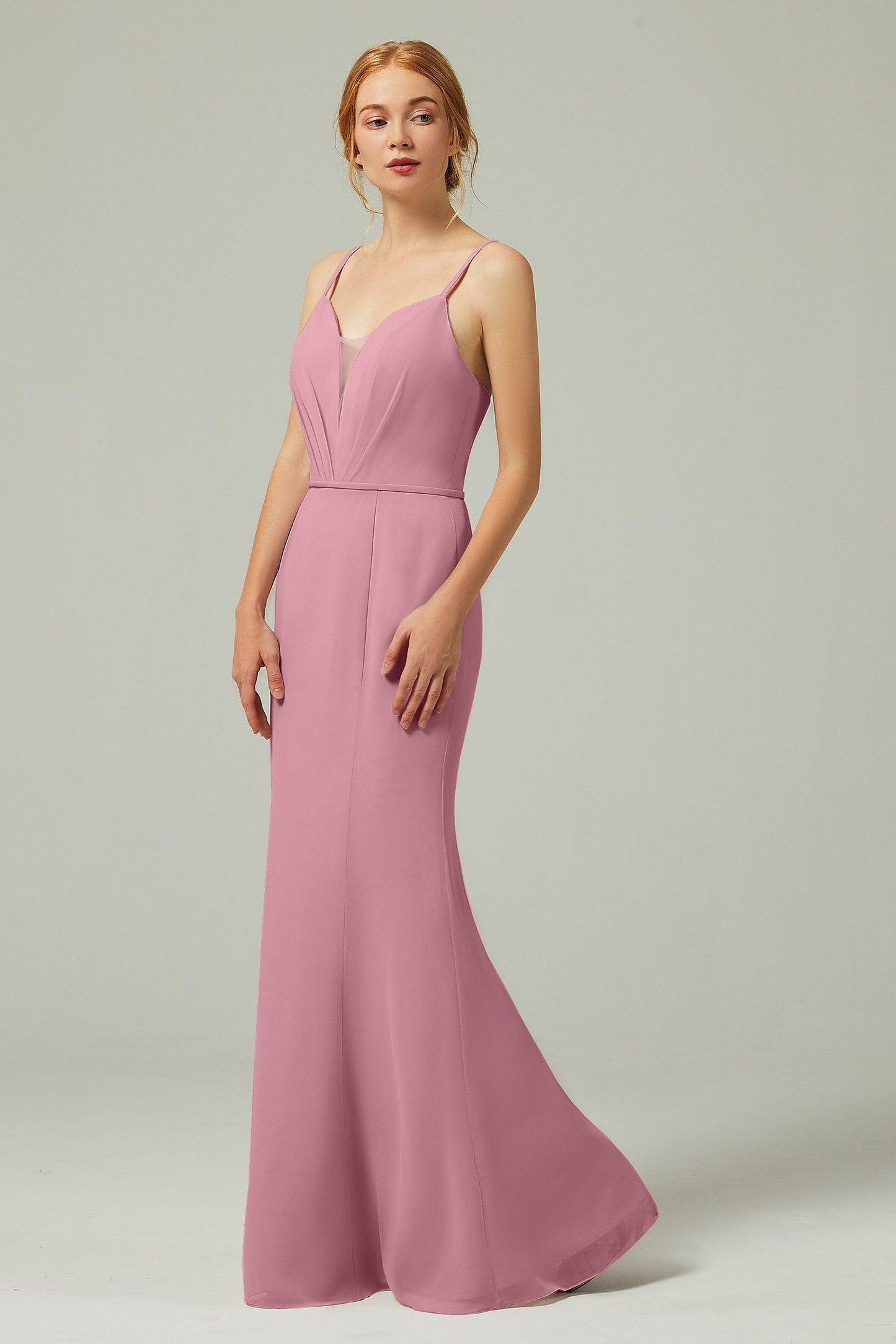 Trumpet-Mermaid Floor Length Chiffon Bridesmaid Dress CB0319 - COCOMELODY
