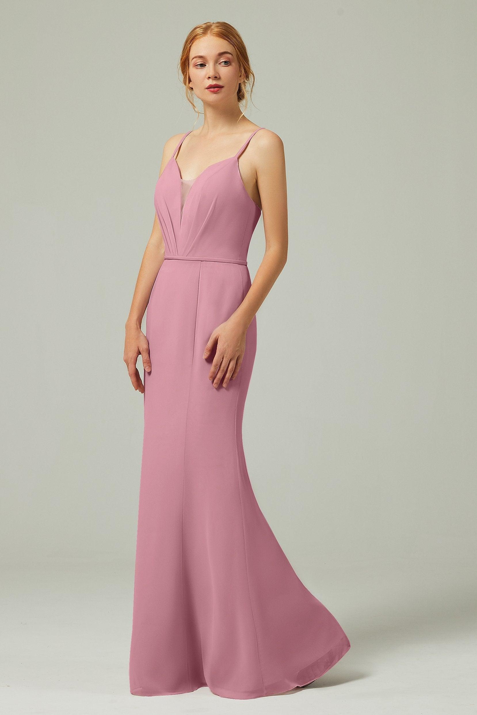 Trumpet-Mermaid Floor Length Chiffon Bridesmaid Dress CB0319 - COCOMELODY