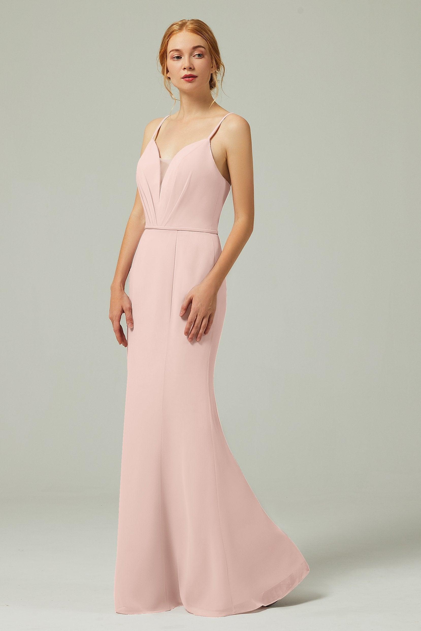 Trumpet-Mermaid Floor Length Chiffon Bridesmaid Dress CB0319 - COCOMELODY