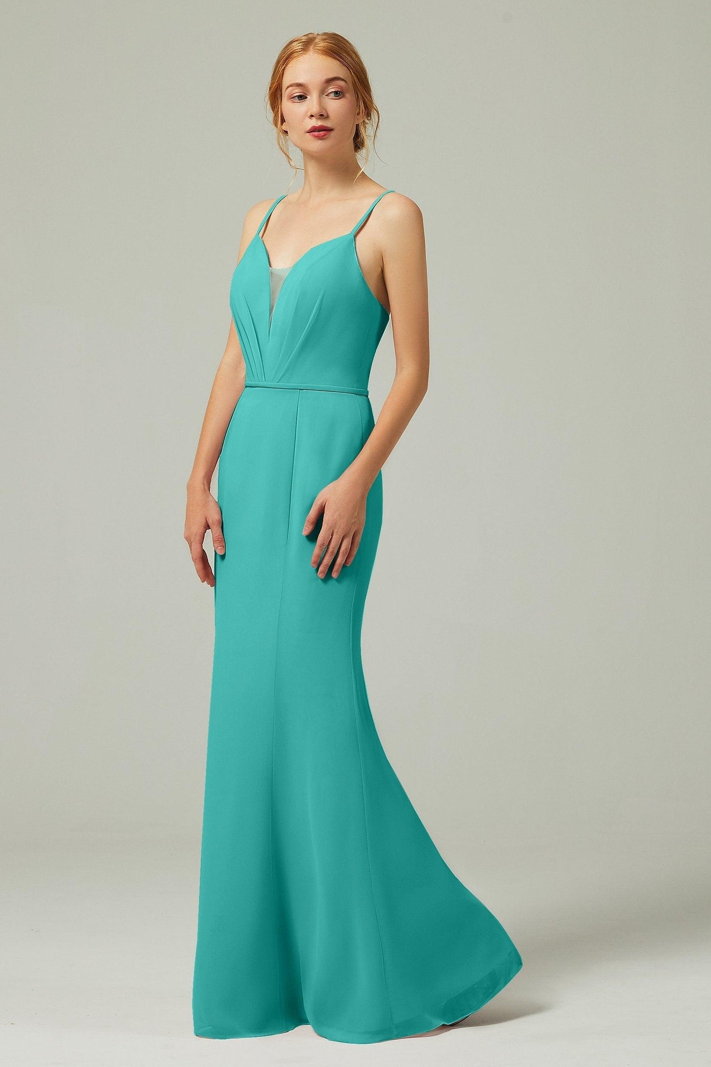 Trumpet-Mermaid Floor Length Chiffon Bridesmaid Dress CB0319 - COCOMELODY