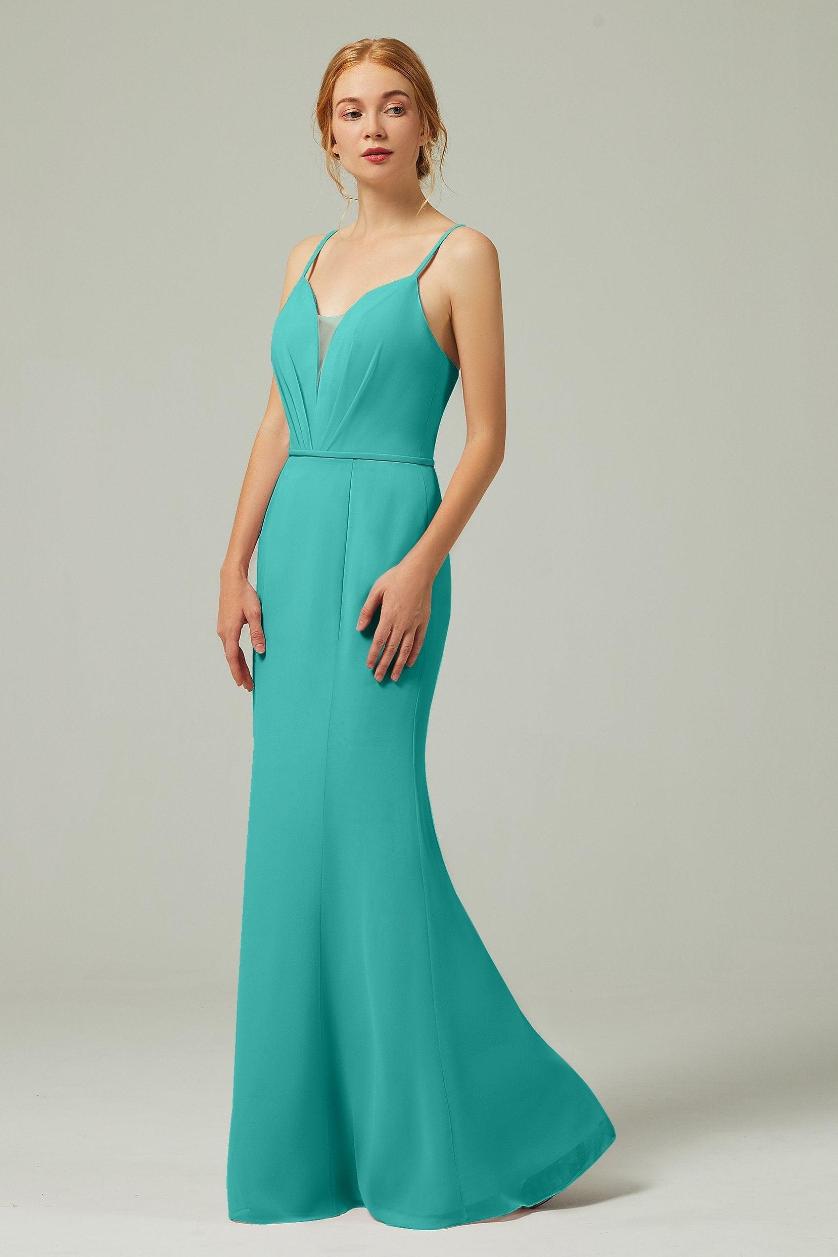 Trumpet-Mermaid Floor Length Chiffon Bridesmaid Dress CB0319 - COCOMELODY