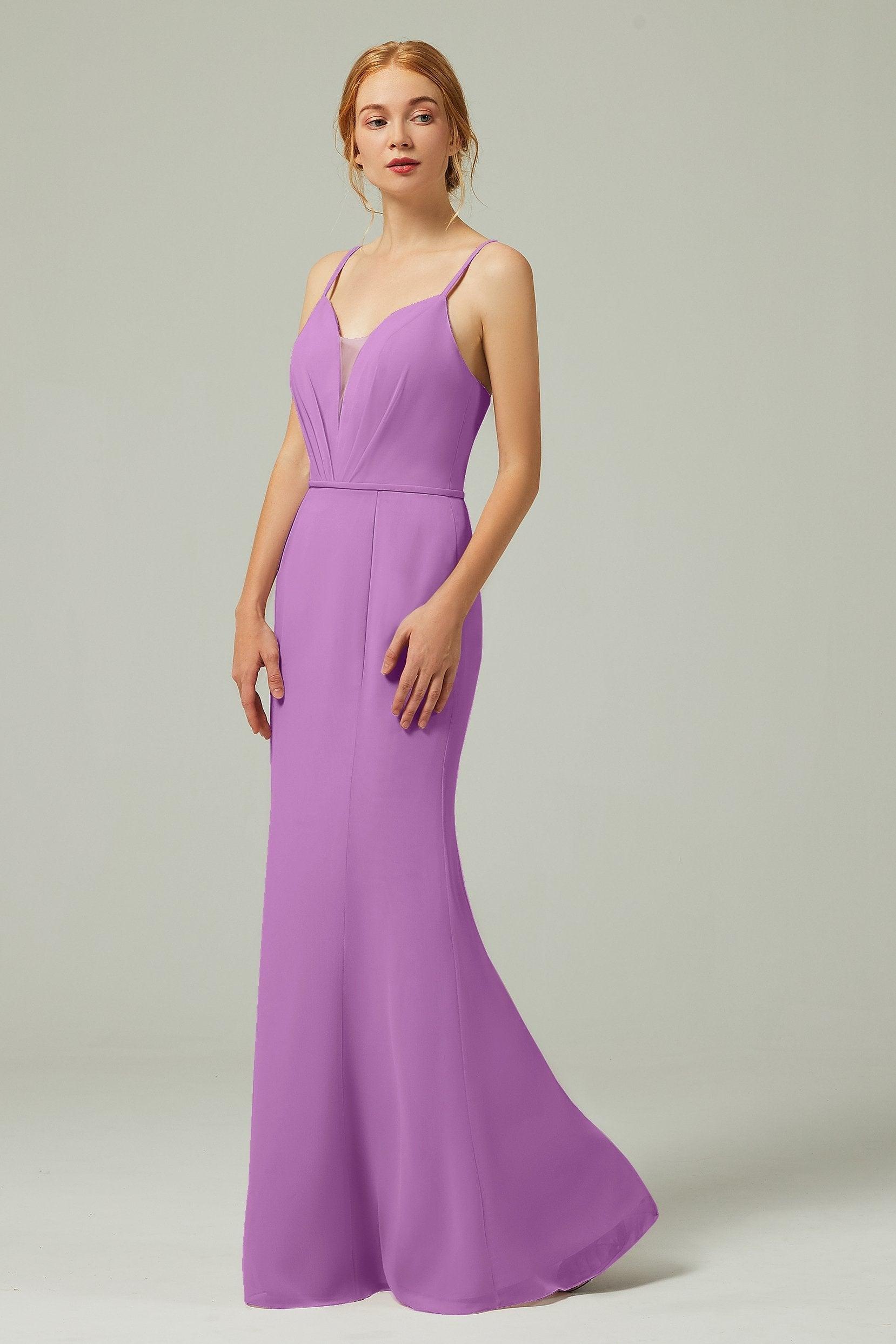 Trumpet-Mermaid Floor Length Chiffon Bridesmaid Dress CB0319 - COCOMELODY
