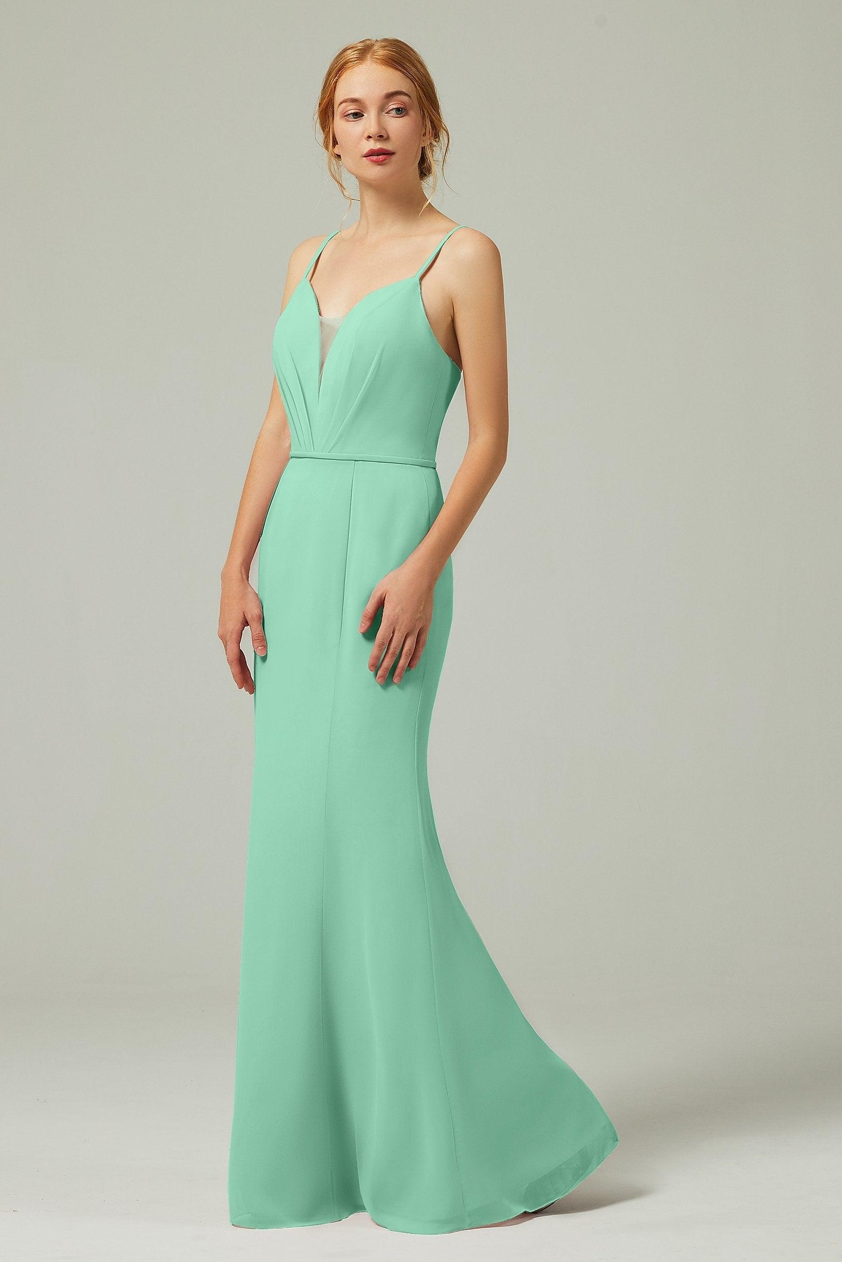 Trumpet-Mermaid Floor Length Chiffon Bridesmaid Dress CB0319 - COCOMELODY