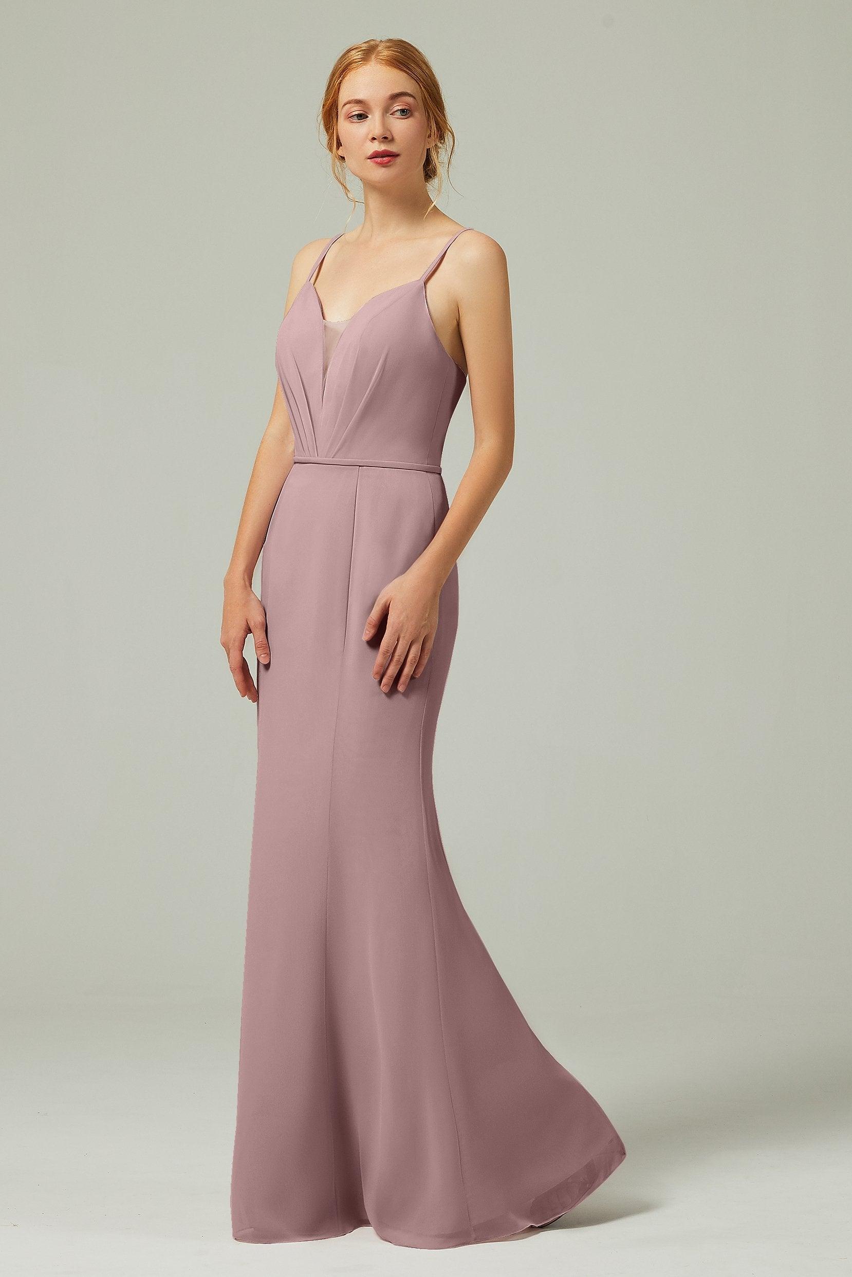 Trumpet-Mermaid Floor Length Chiffon Bridesmaid Dress CB0319 - COCOMELODY