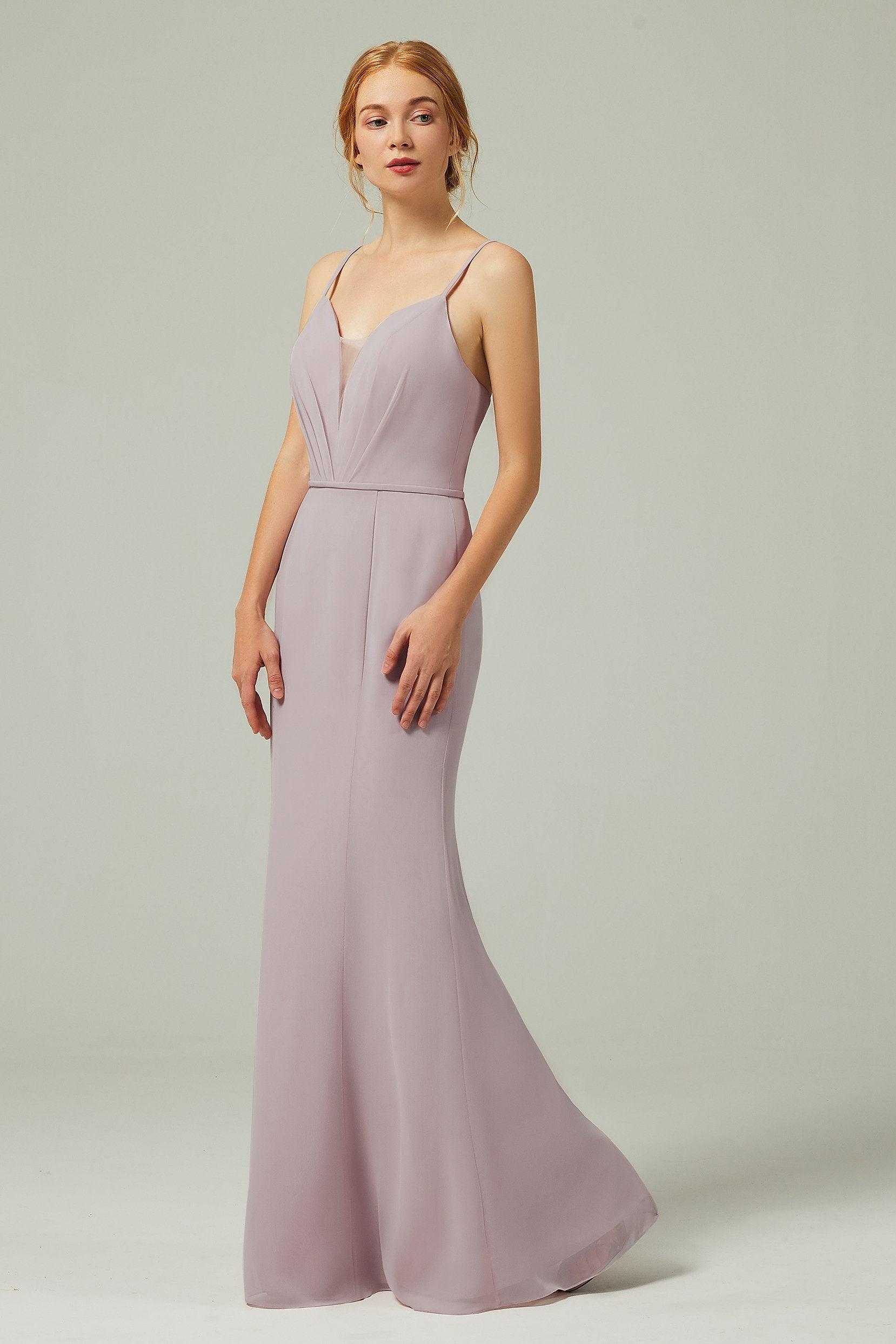 Trumpet-Mermaid Floor Length Chiffon Bridesmaid Dress CB0319 - COCOMELODY