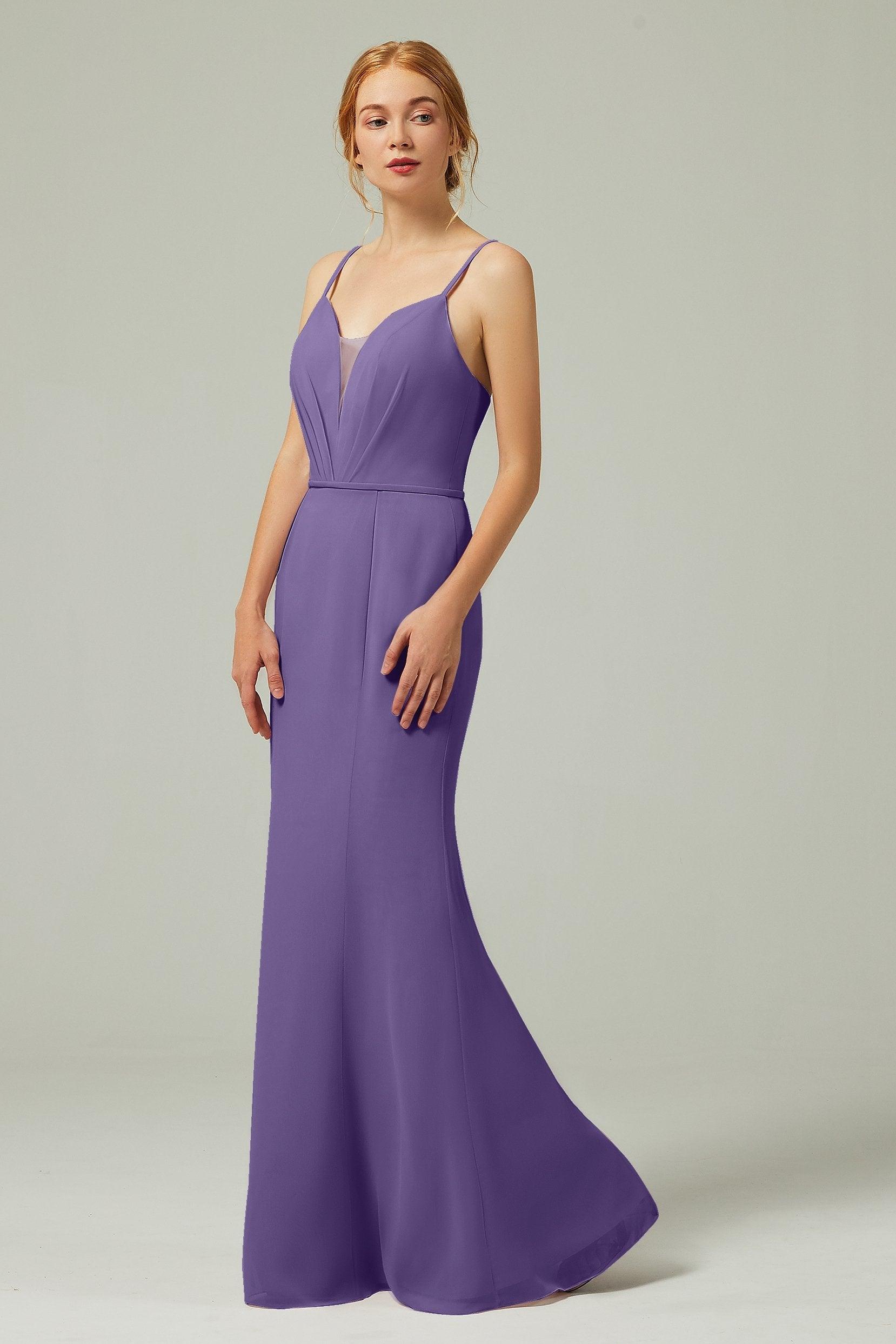 Trumpet-Mermaid Floor Length Chiffon Bridesmaid Dress CB0319 - COCOMELODY