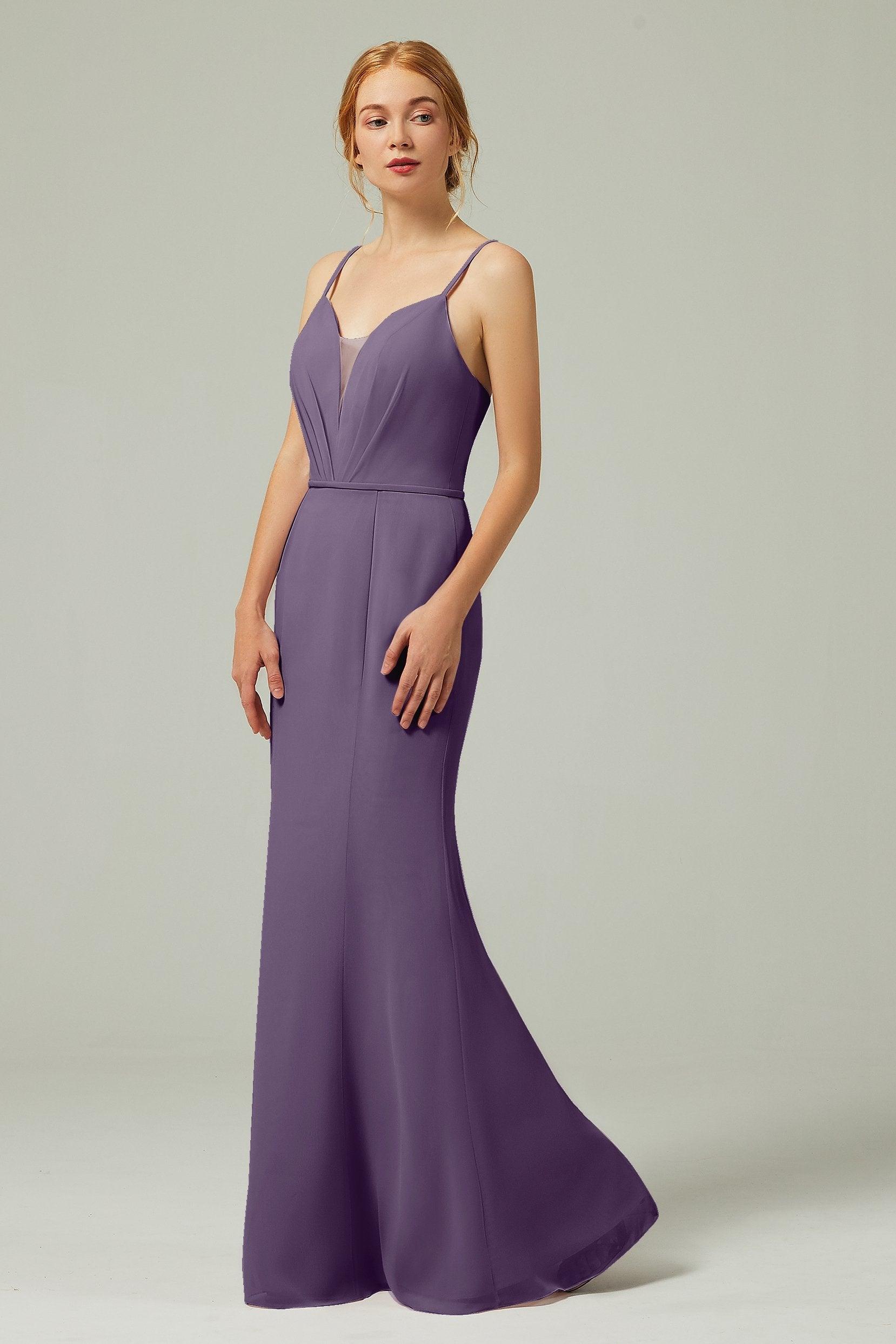 Trumpet-Mermaid Floor Length Chiffon Bridesmaid Dress CB0319 - COCOMELODY