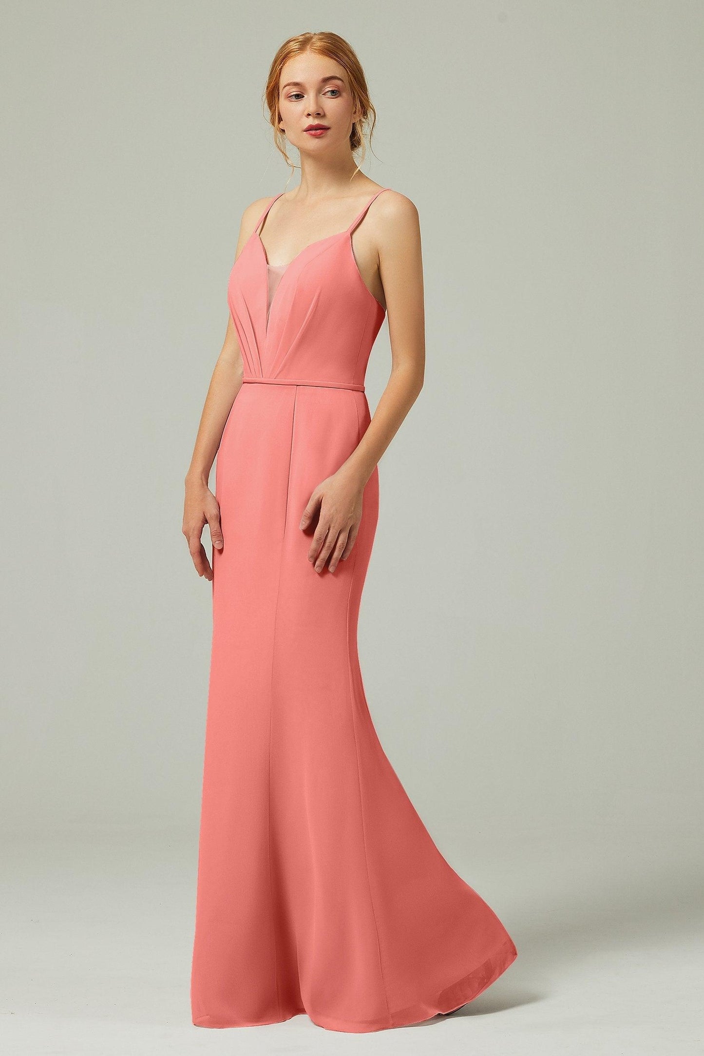 Trumpet-Mermaid Floor Length Chiffon Bridesmaid Dress CB0319 - COCOMELODY