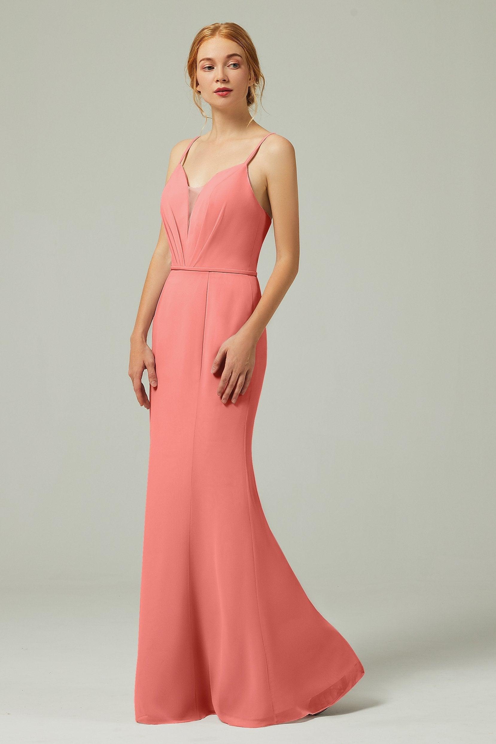 Trumpet-Mermaid Floor Length Chiffon Bridesmaid Dress CB0319 - COCOMELODY