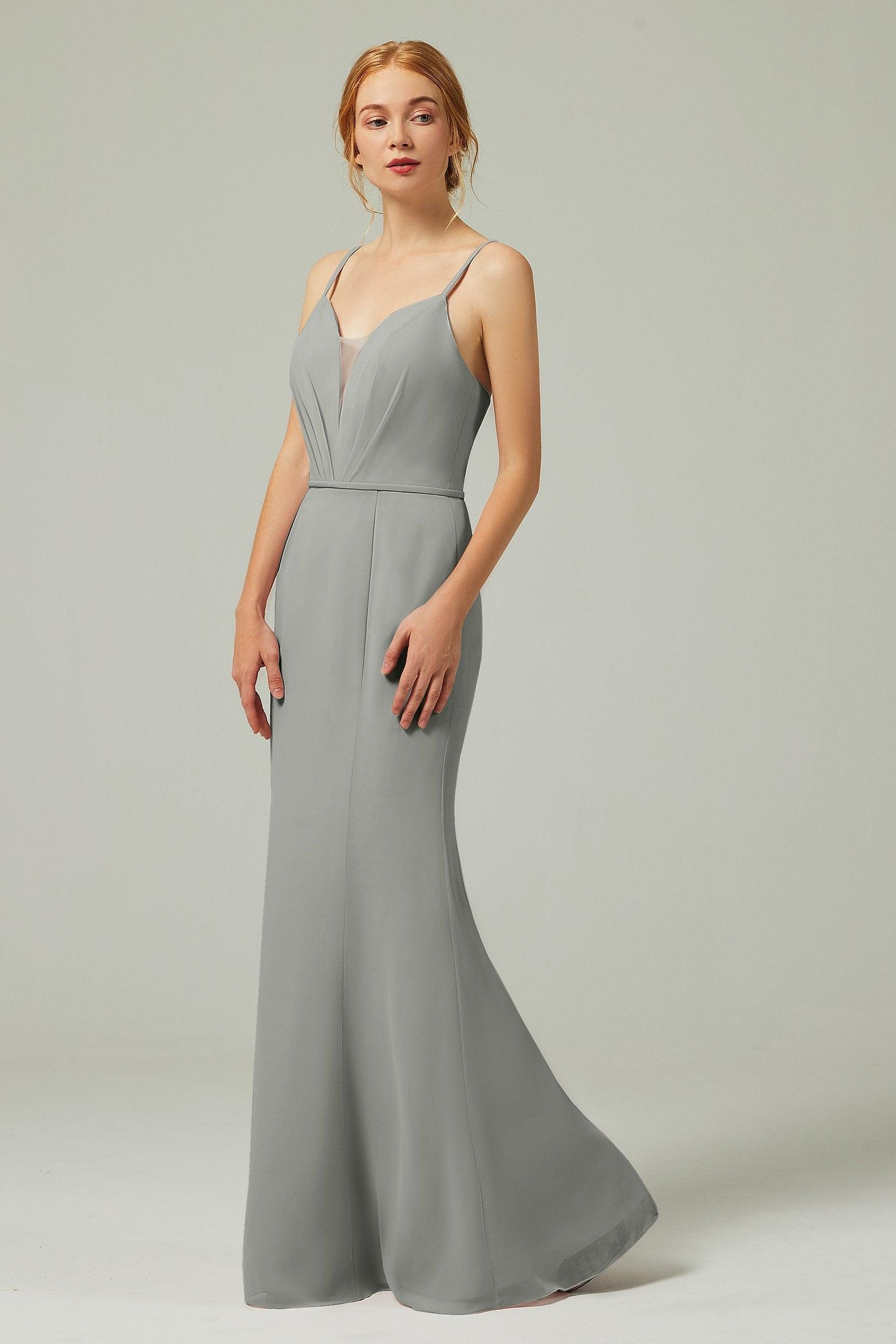 Trumpet-Mermaid Floor Length Chiffon Bridesmaid Dress CB0319 - COCOMELODY