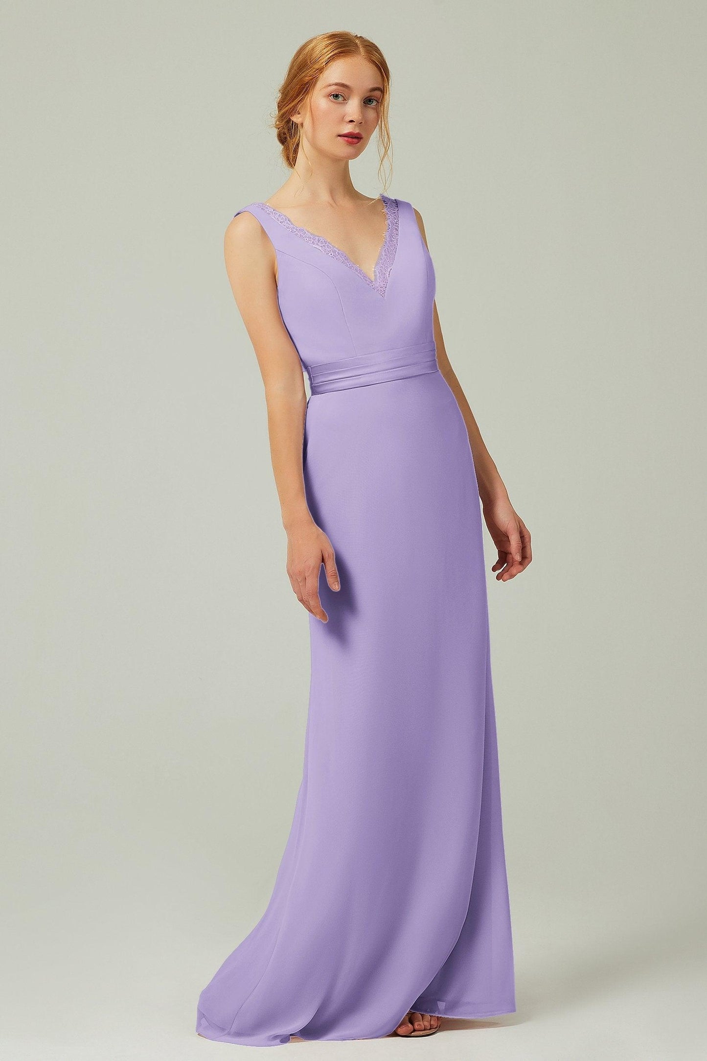 Sheath-Column Floor Length Chiffon Bridesmaid Dress CB0320 - COCOMELODY