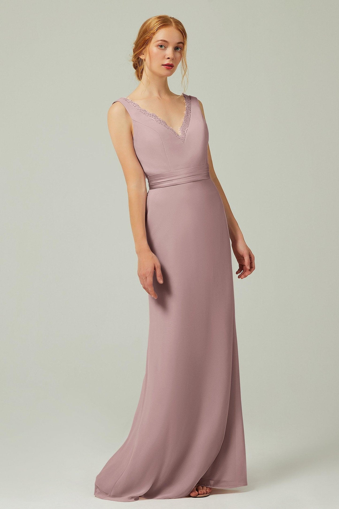 Sheath-Column Floor Length Chiffon Bridesmaid Dress CB0320 - COCOMELODY