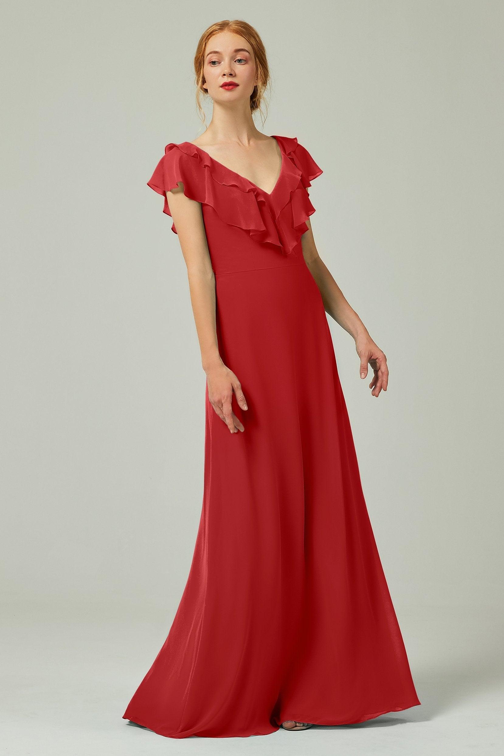 A-Line Floor Length Chiffon Bridesmaid Dress CB0323 - COCOMELODY