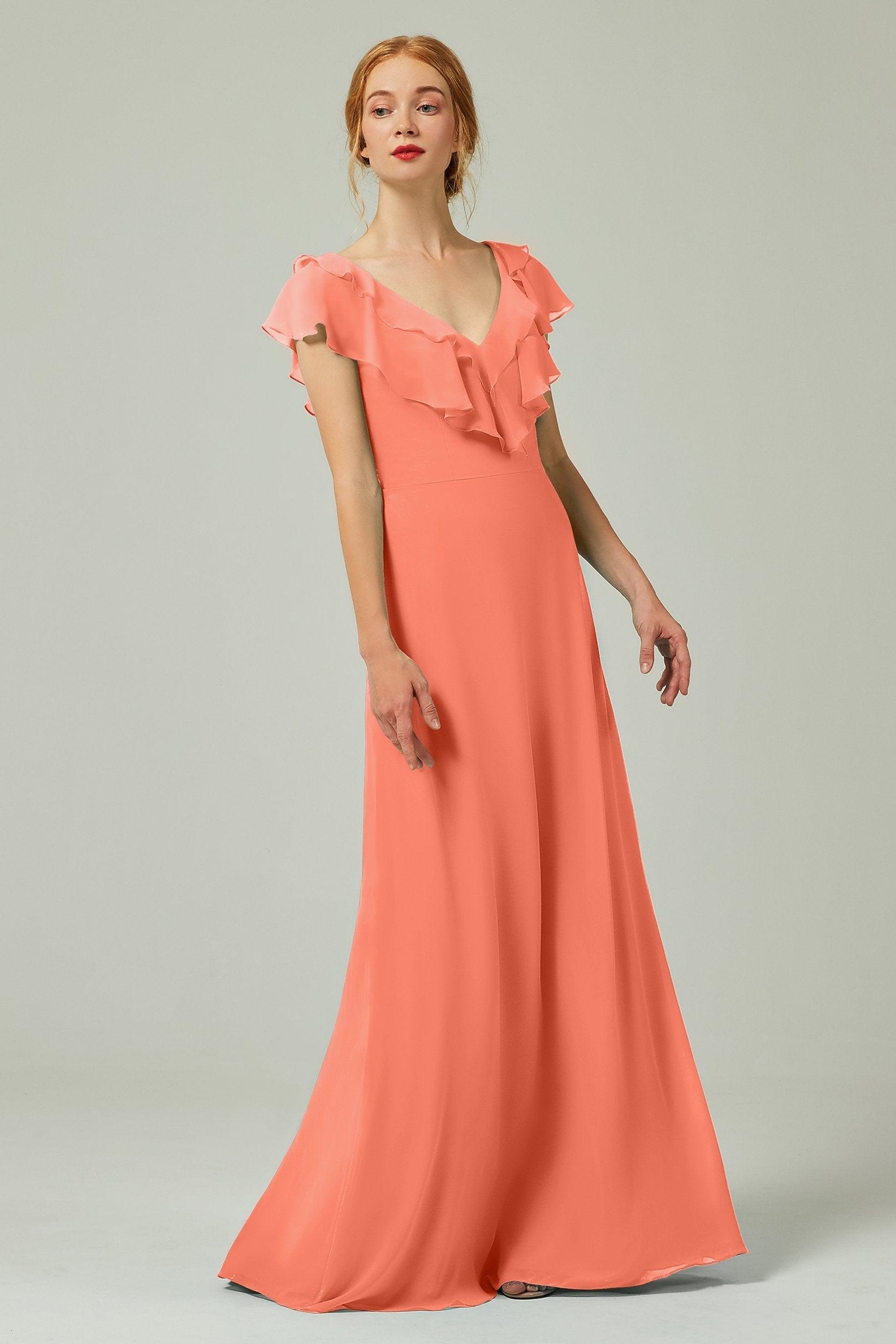 A-Line Floor Length Chiffon Bridesmaid Dress CB0323 - COCOMELODY