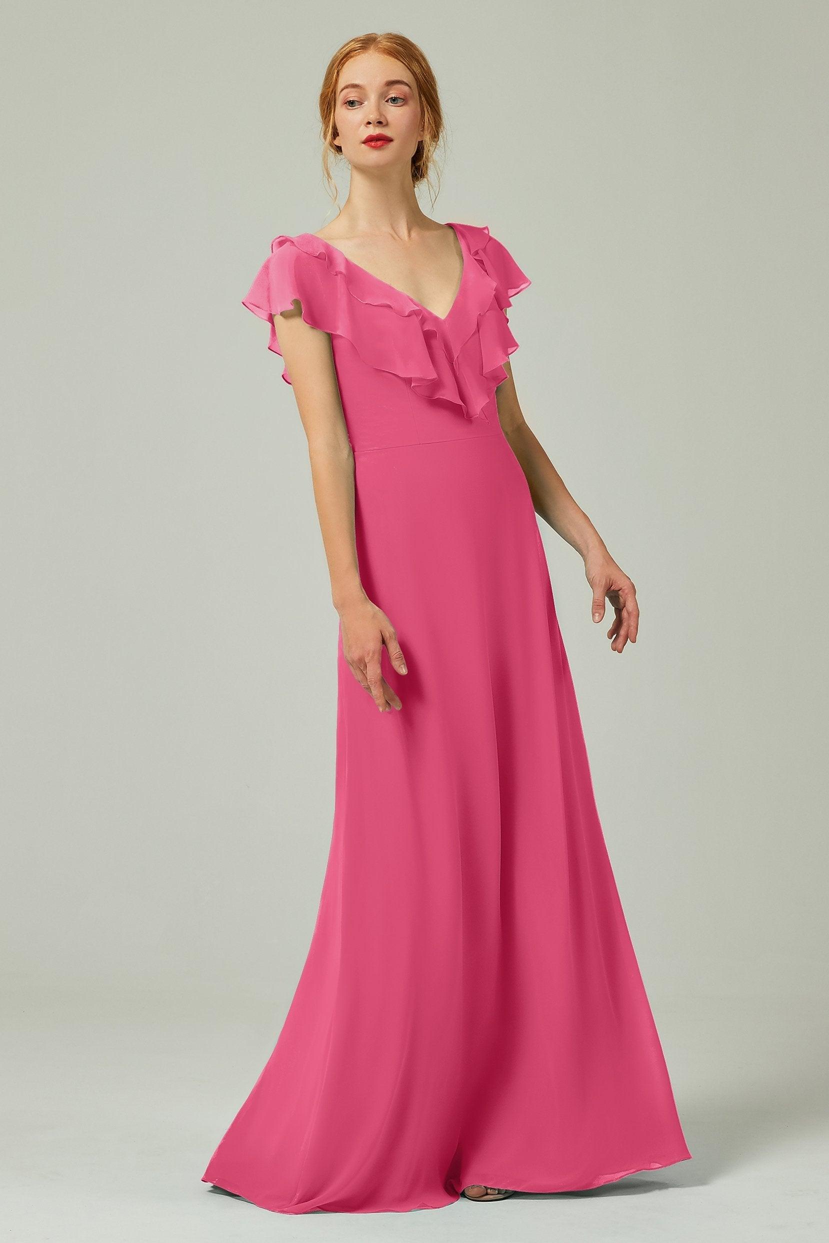 A-Line Floor Length Chiffon Bridesmaid Dress CB0323 - COCOMELODY